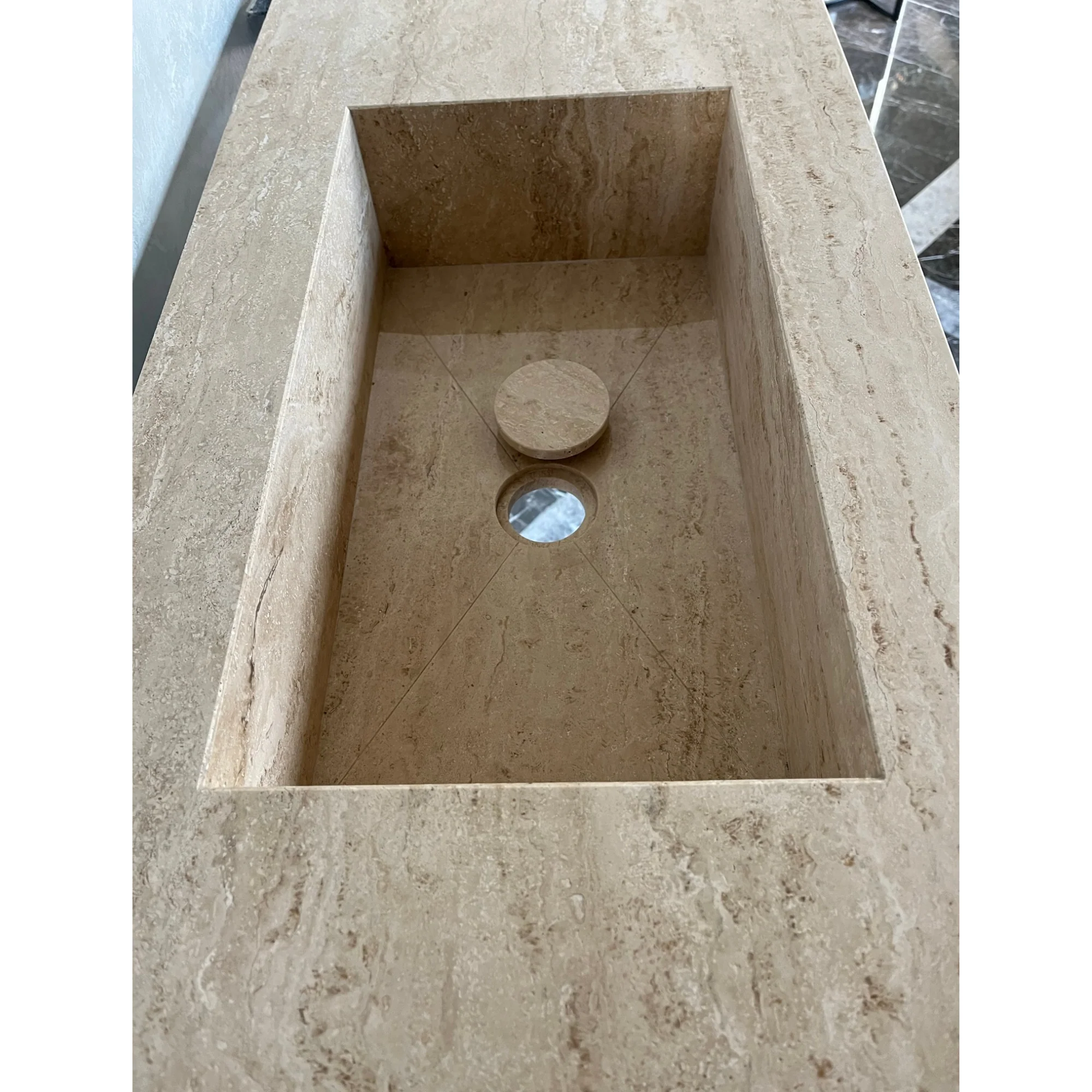 HANDCRAFTED CUSTOM TRAVERTINE SINK (TR-051) - Image 4