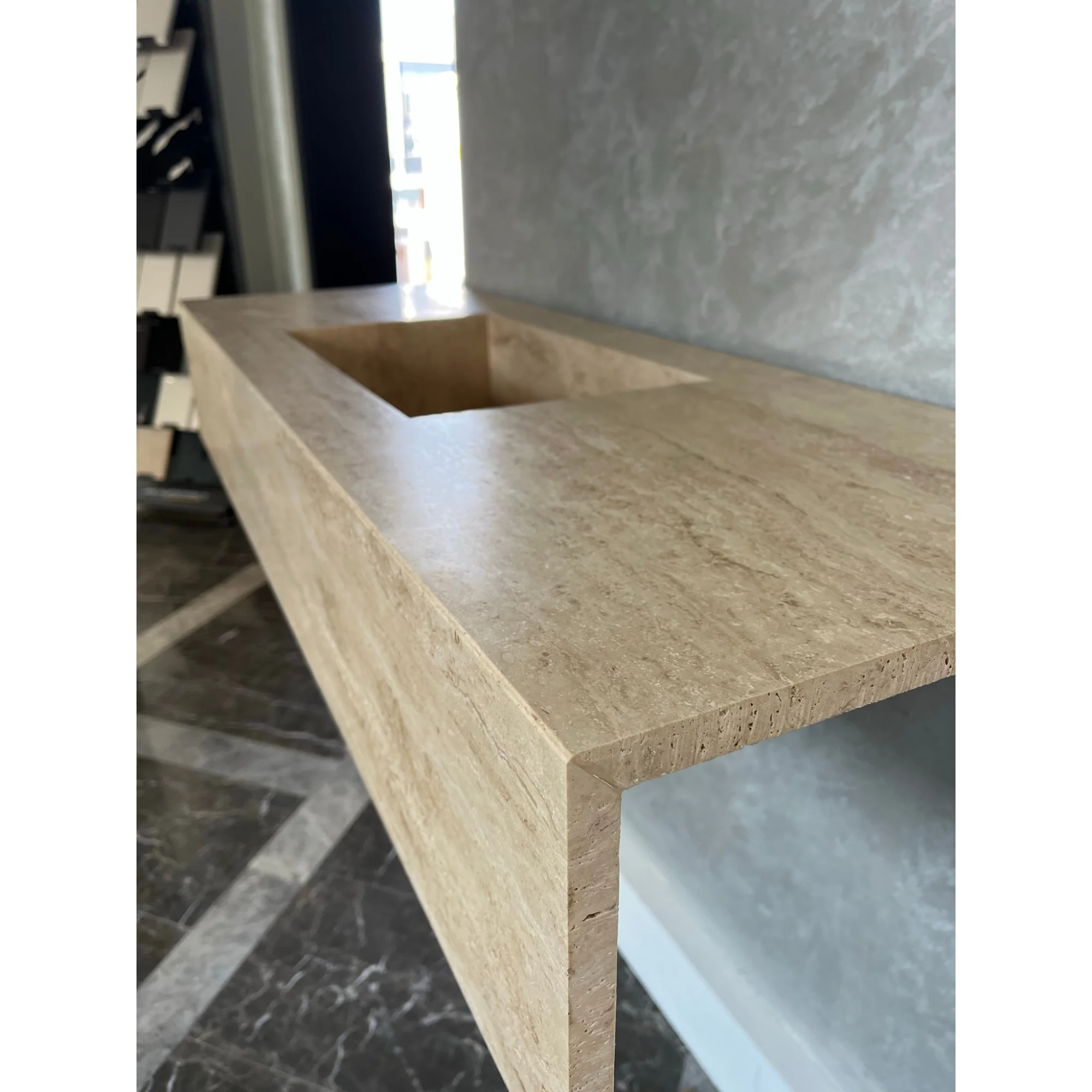 HANDCRAFTED CUSTOM TRAVERTINE SINK (TR-051) - Image 8