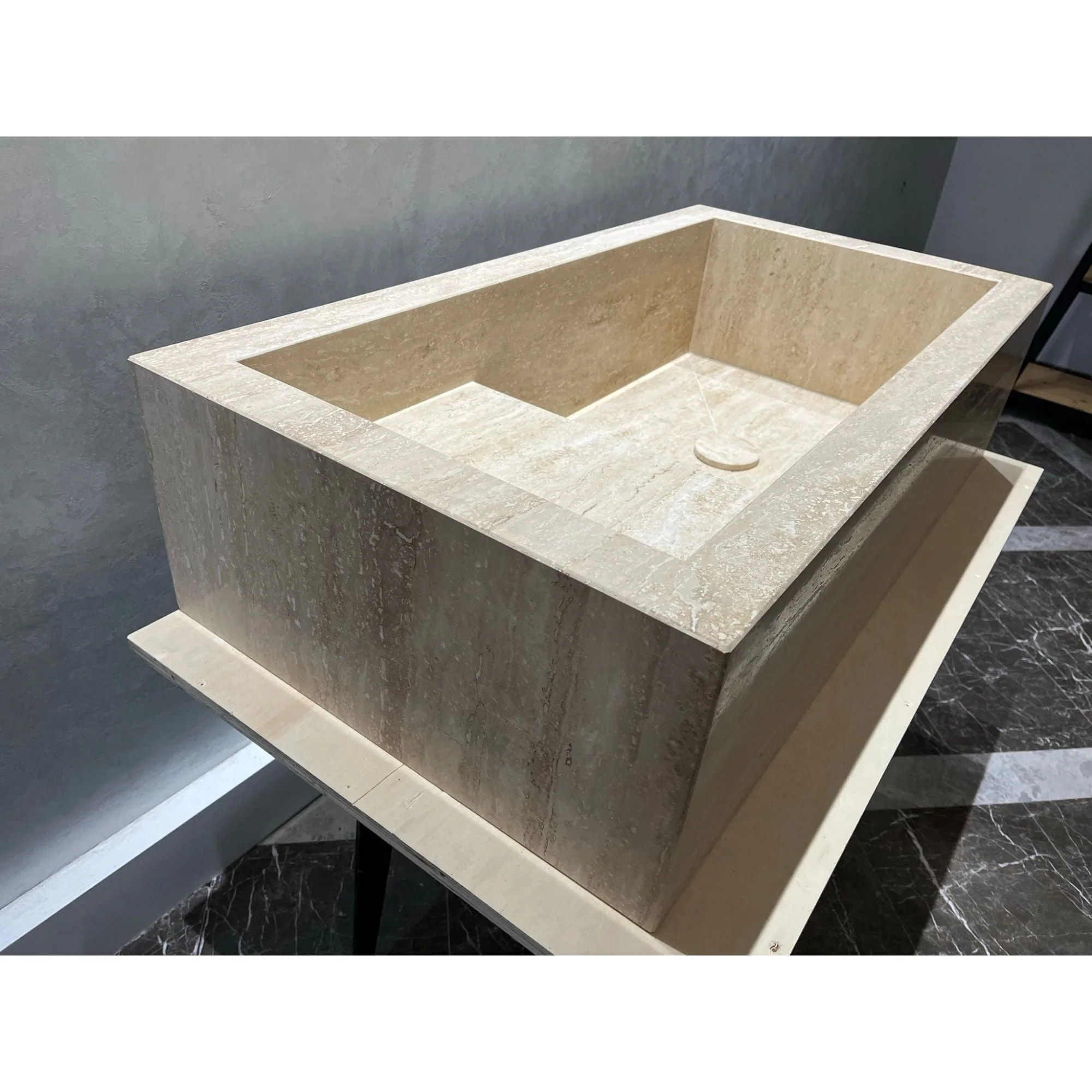 HANDCRAFTED CUSTOM TRAVERTINE SINK (TR-107) - Image 7