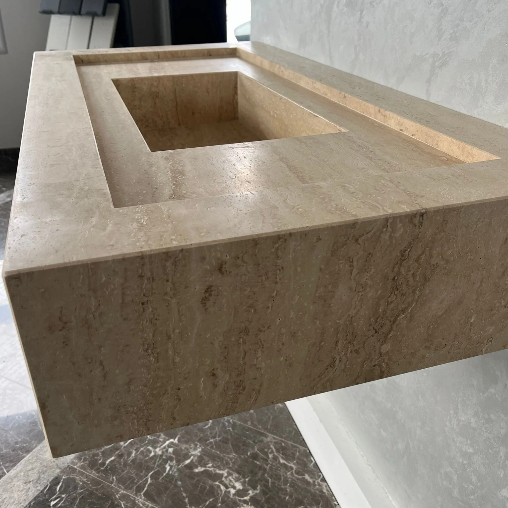 HANDCRAFTED CUSTOM TRAVERTINE SINK (TR-072) - Image 10