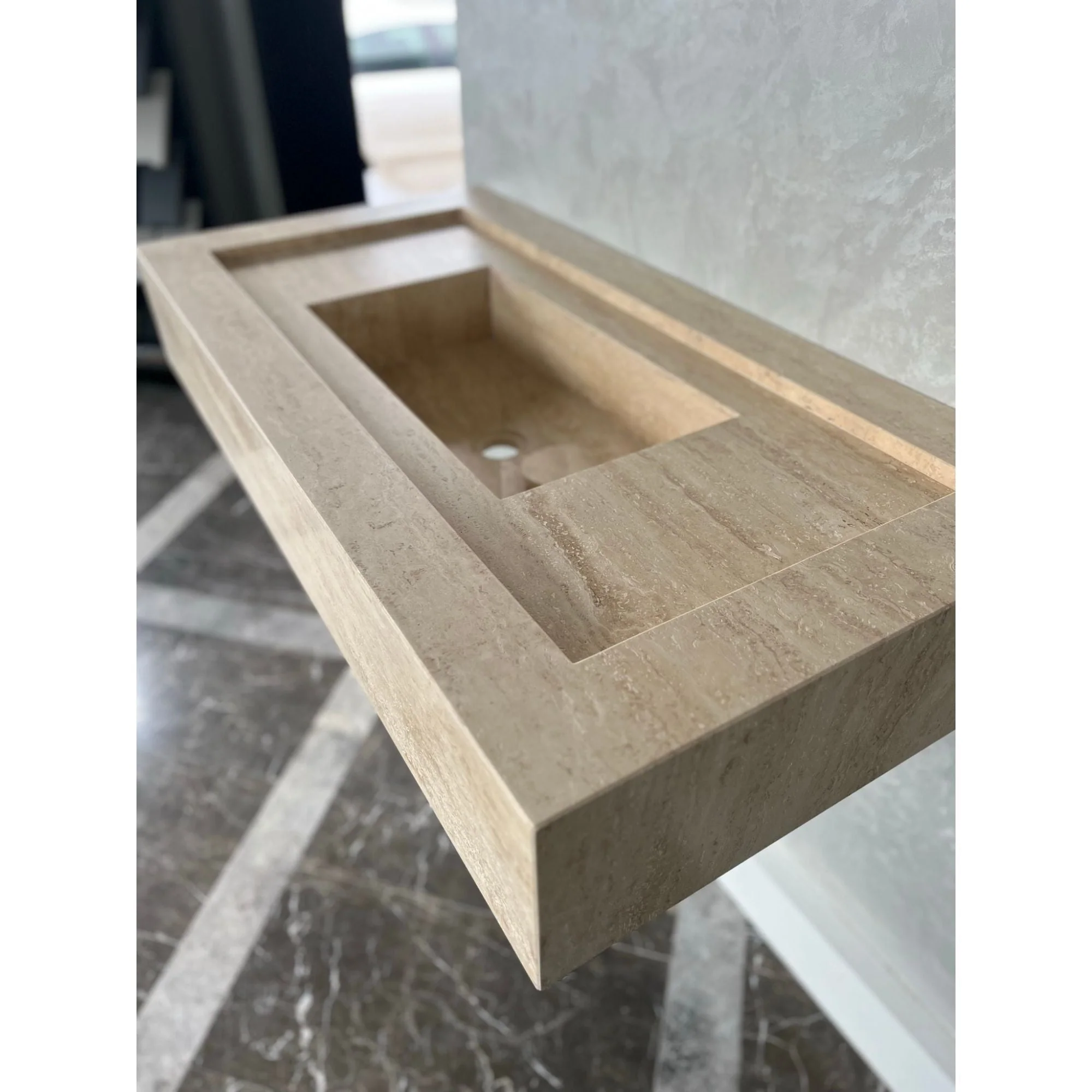 HANDCRAFTED CUSTOM TRAVERTINE SINK (TR-072) - Image 2