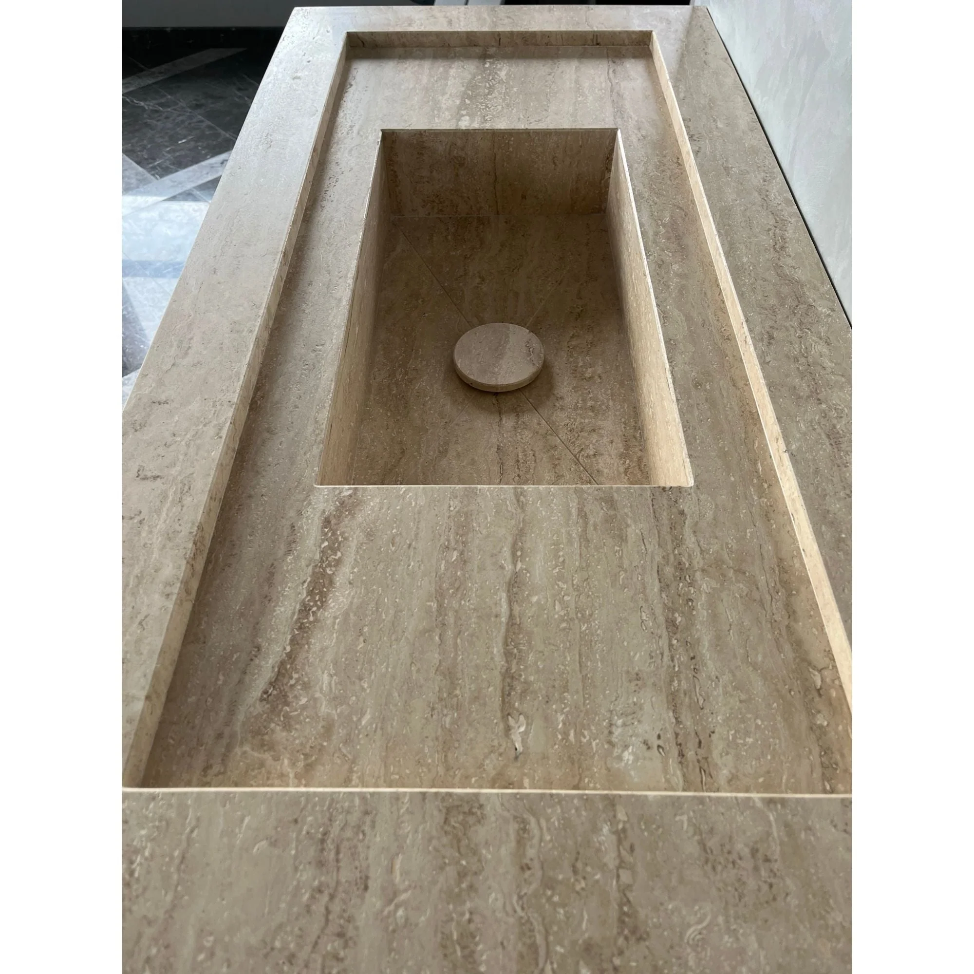 HANDCRAFTED CUSTOM TRAVERTINE SINK (TR-072) - Image 7