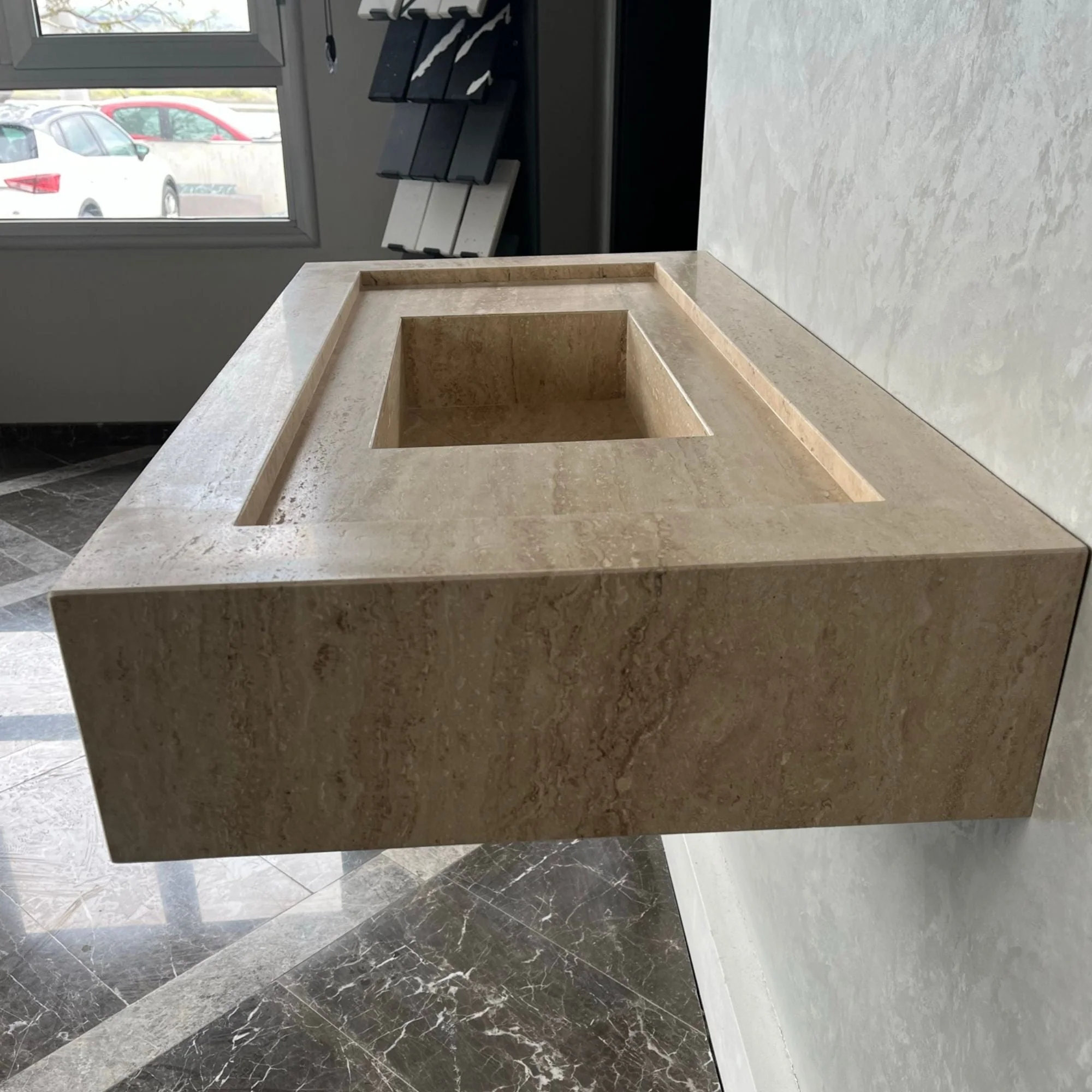 HANDCRAFTED CUSTOM TRAVERTINE SINK (TR-072) - Image 8