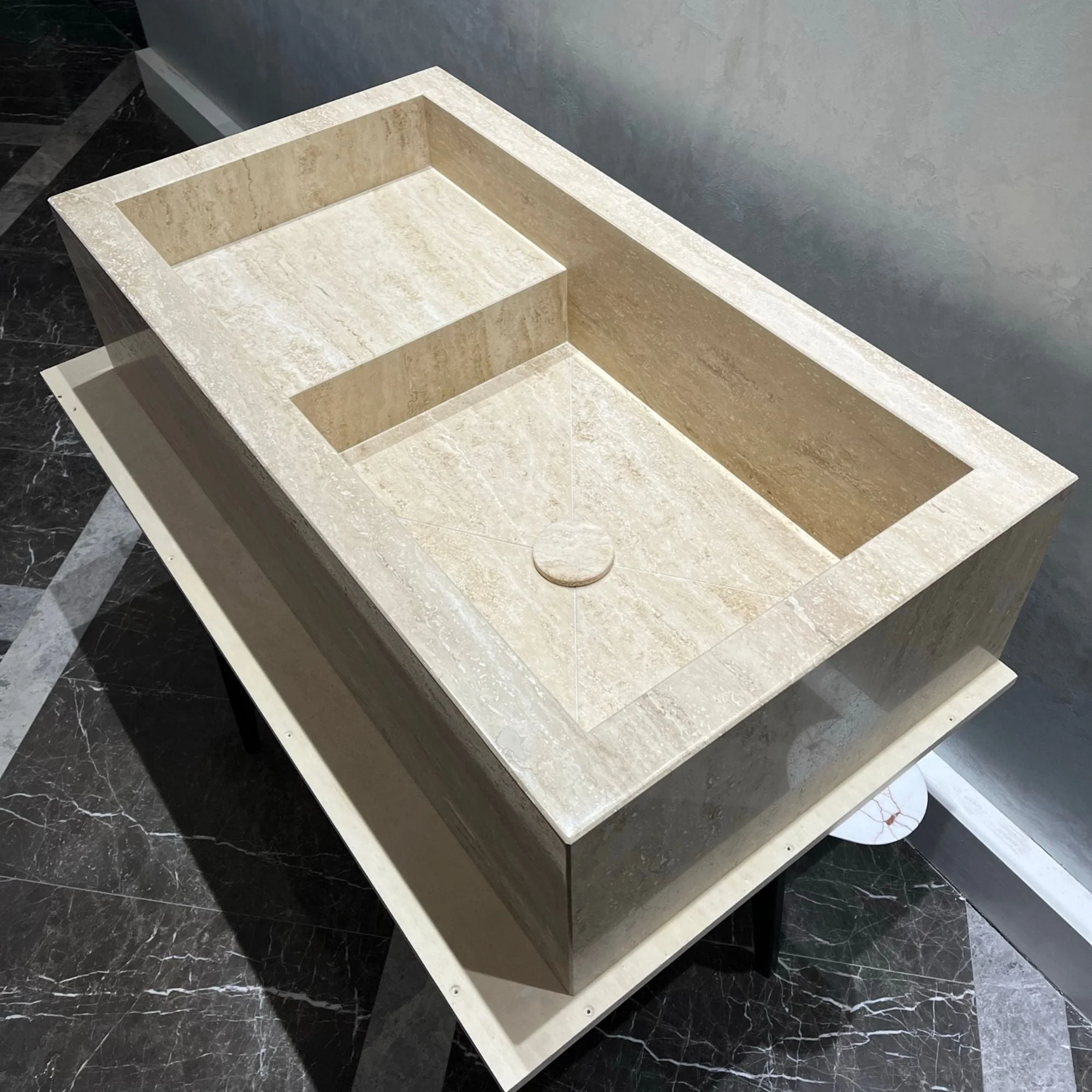 HANDCRAFTED CUSTOM TRAVERTINE SINK (TR-107) - Image 8