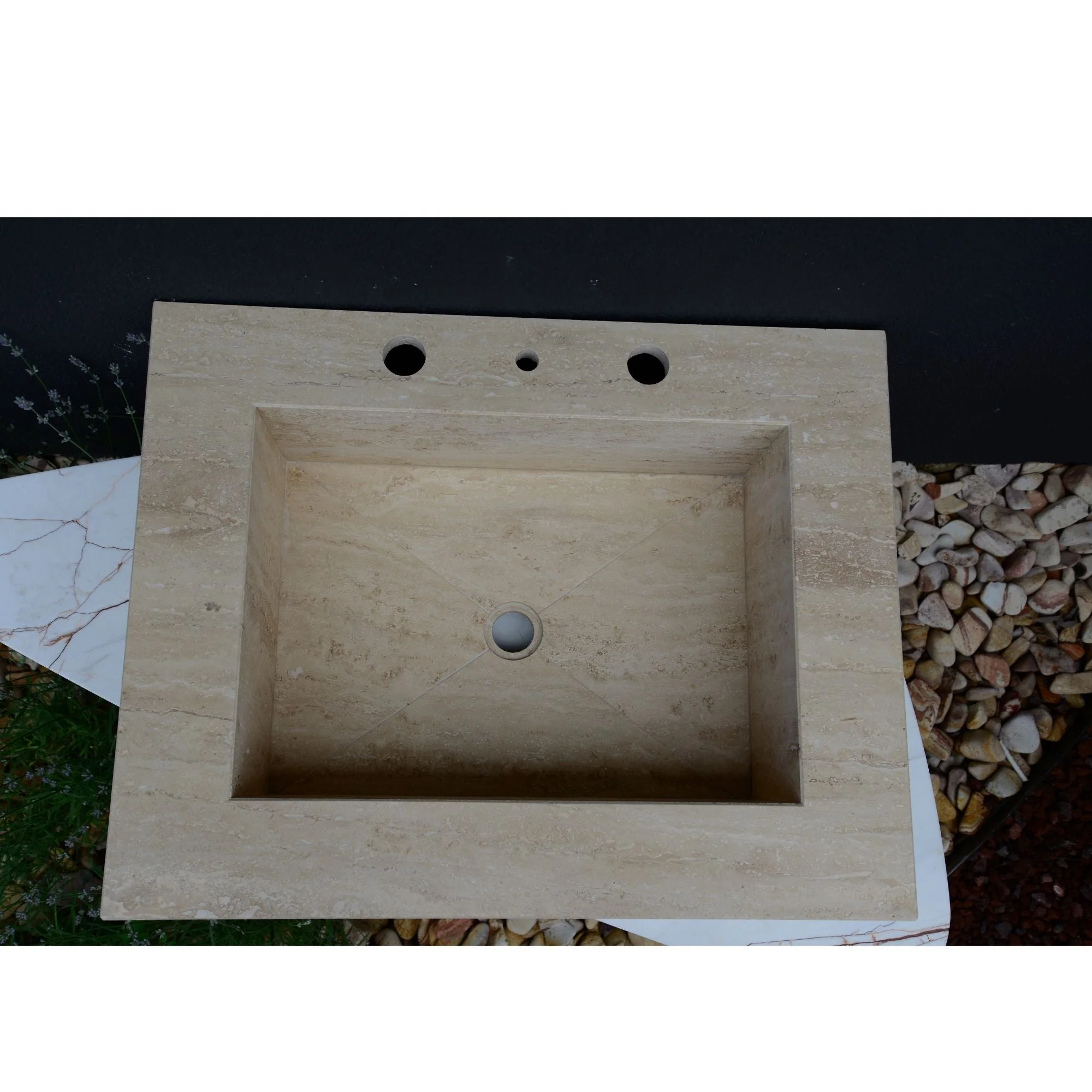 HANDCRAFTED CUSTOM TRAVERTINE SINK (TR-055) - Image 13