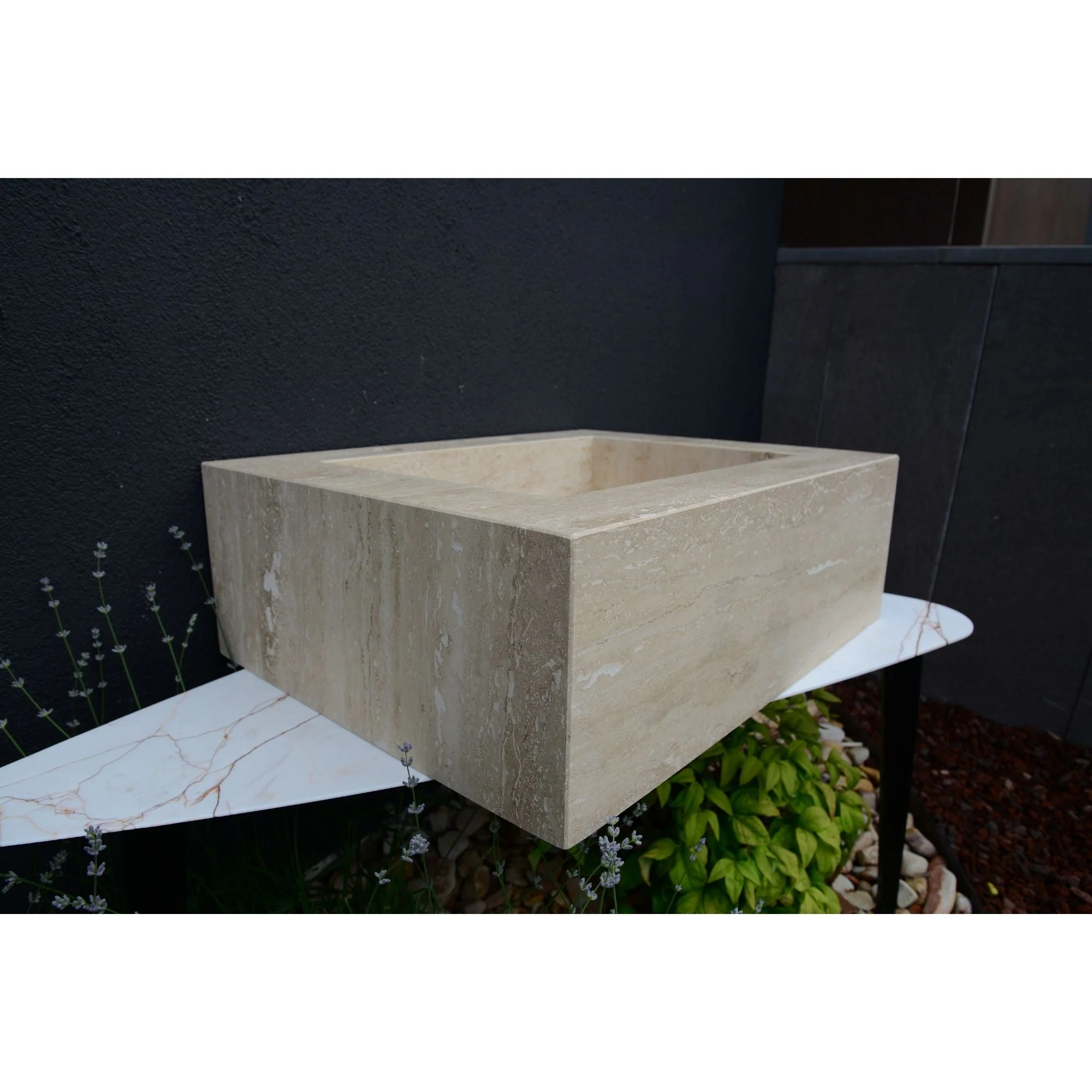 HANDCRAFTED CUSTOM TRAVERTINE SINK (TR-055) - Image 2