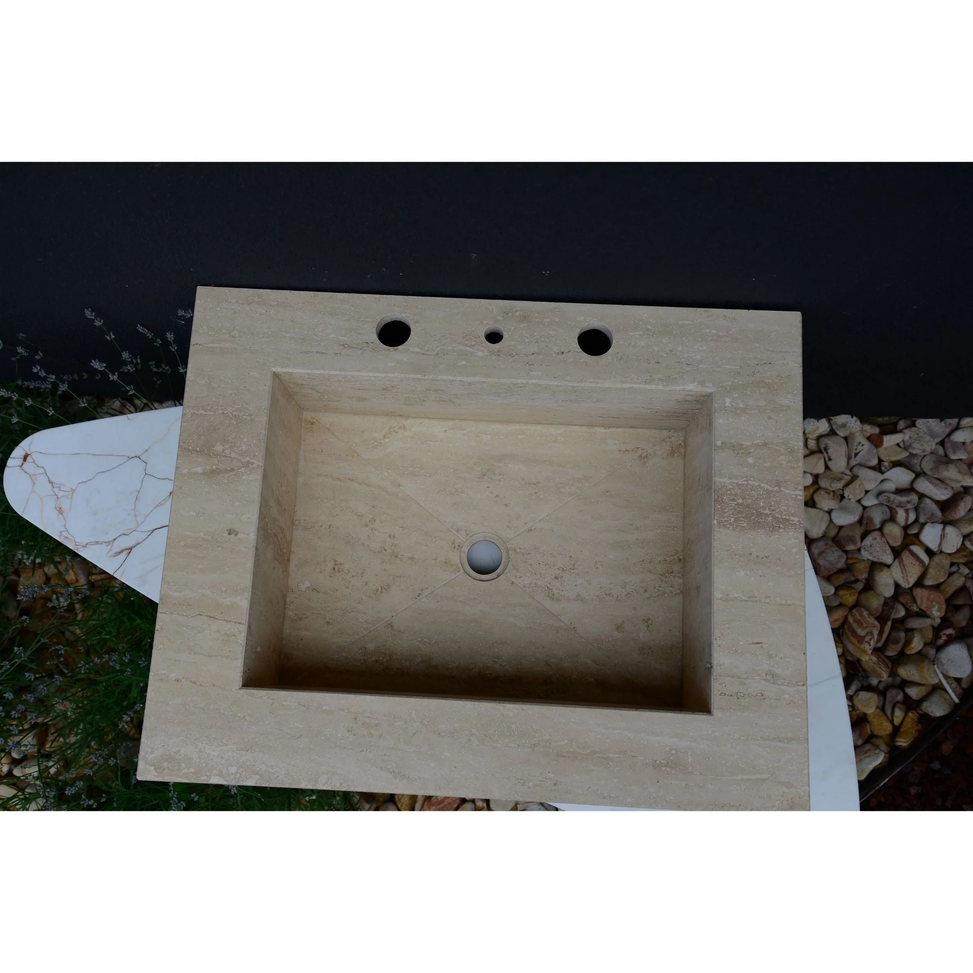 HANDCRAFTED CUSTOM TRAVERTINE SINK (TR-055) - Image 3