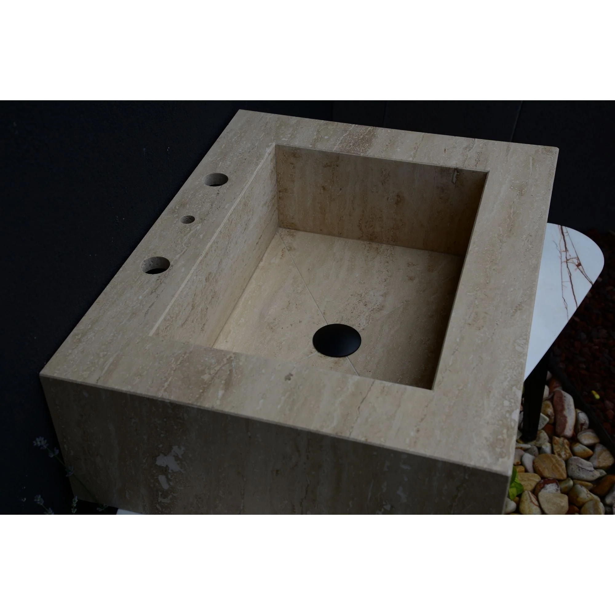 HANDCRAFTED CUSTOM TRAVERTINE SINK (TR-055) - Image 7