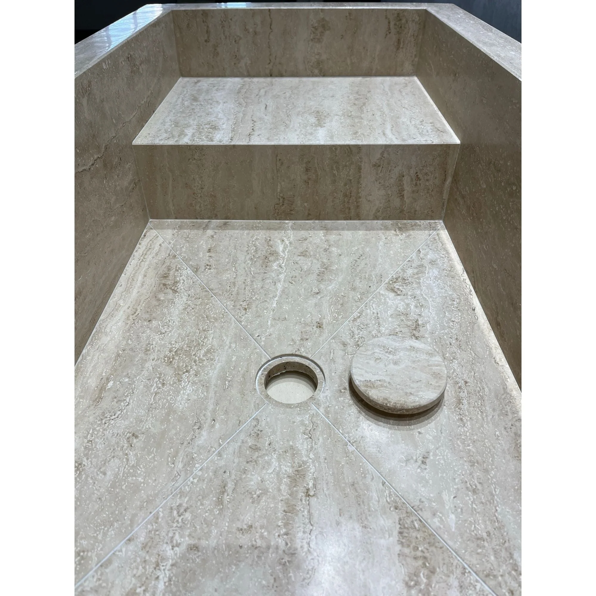 HANDCRAFTED CUSTOM TRAVERTINE SINK (TR-107) - Image 9