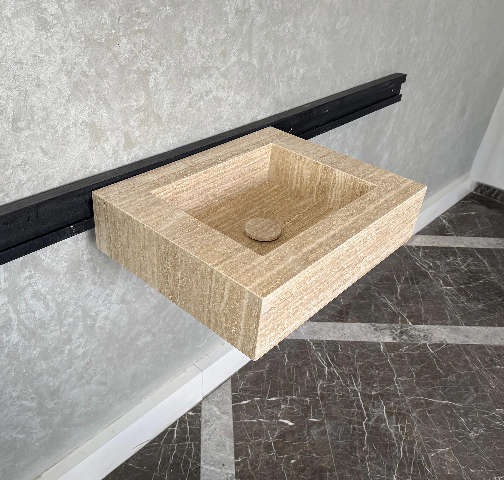 HANDCRAFTED CUSTOM TRAVERTINE SINK (TR-040) - Image 2