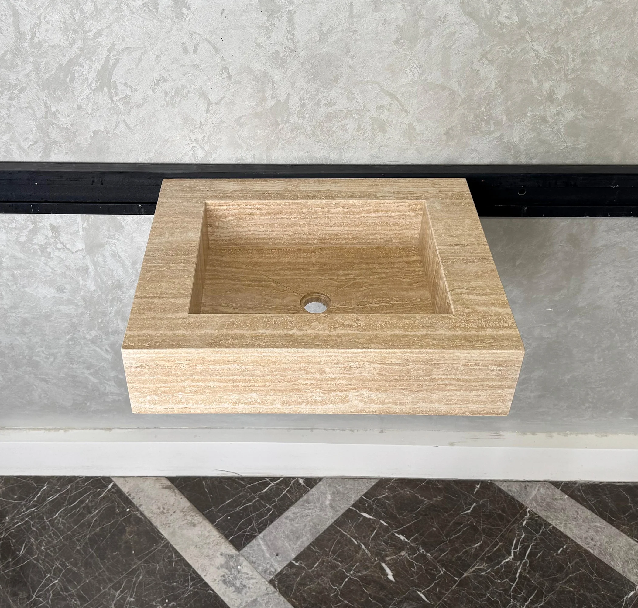 HANDCRAFTED CUSTOM TRAVERTINE SINK (TR-040) - Image 3
