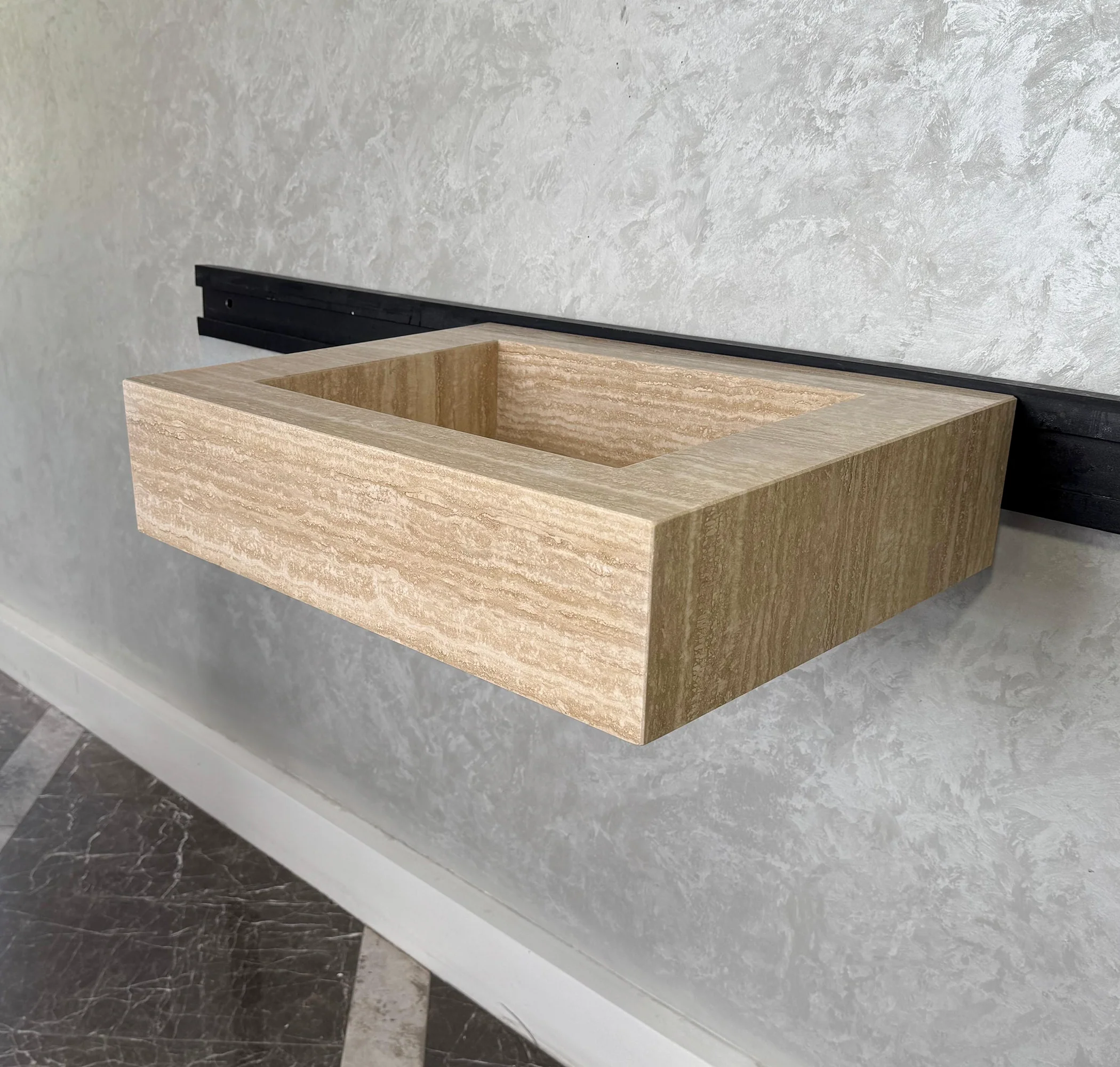 HANDCRAFTED CUSTOM TRAVERTINE SINK (TR-040) - Image 5