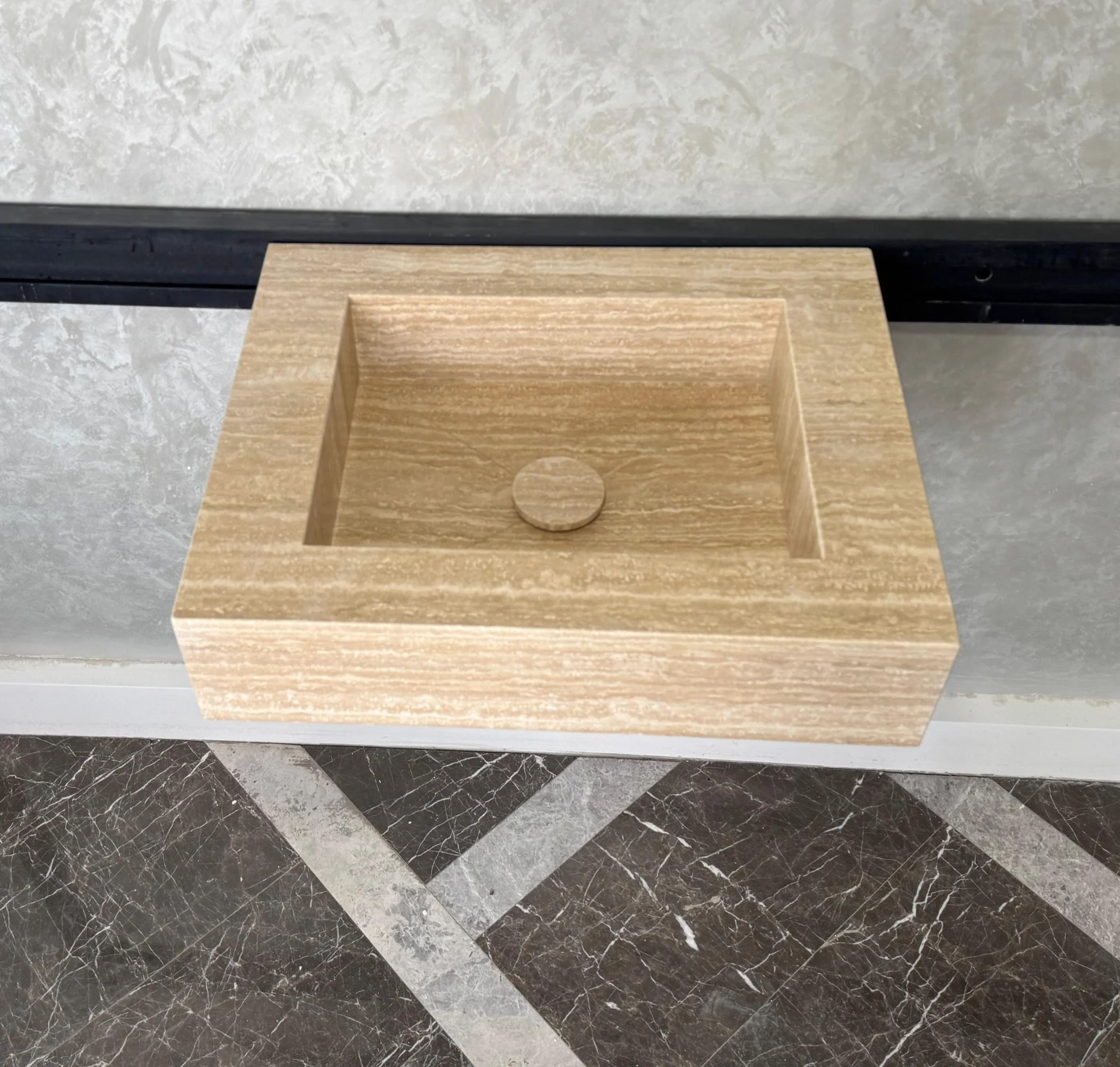 HANDCRAFTED CUSTOM TRAVERTINE SINK (TR-040) - Image 6
