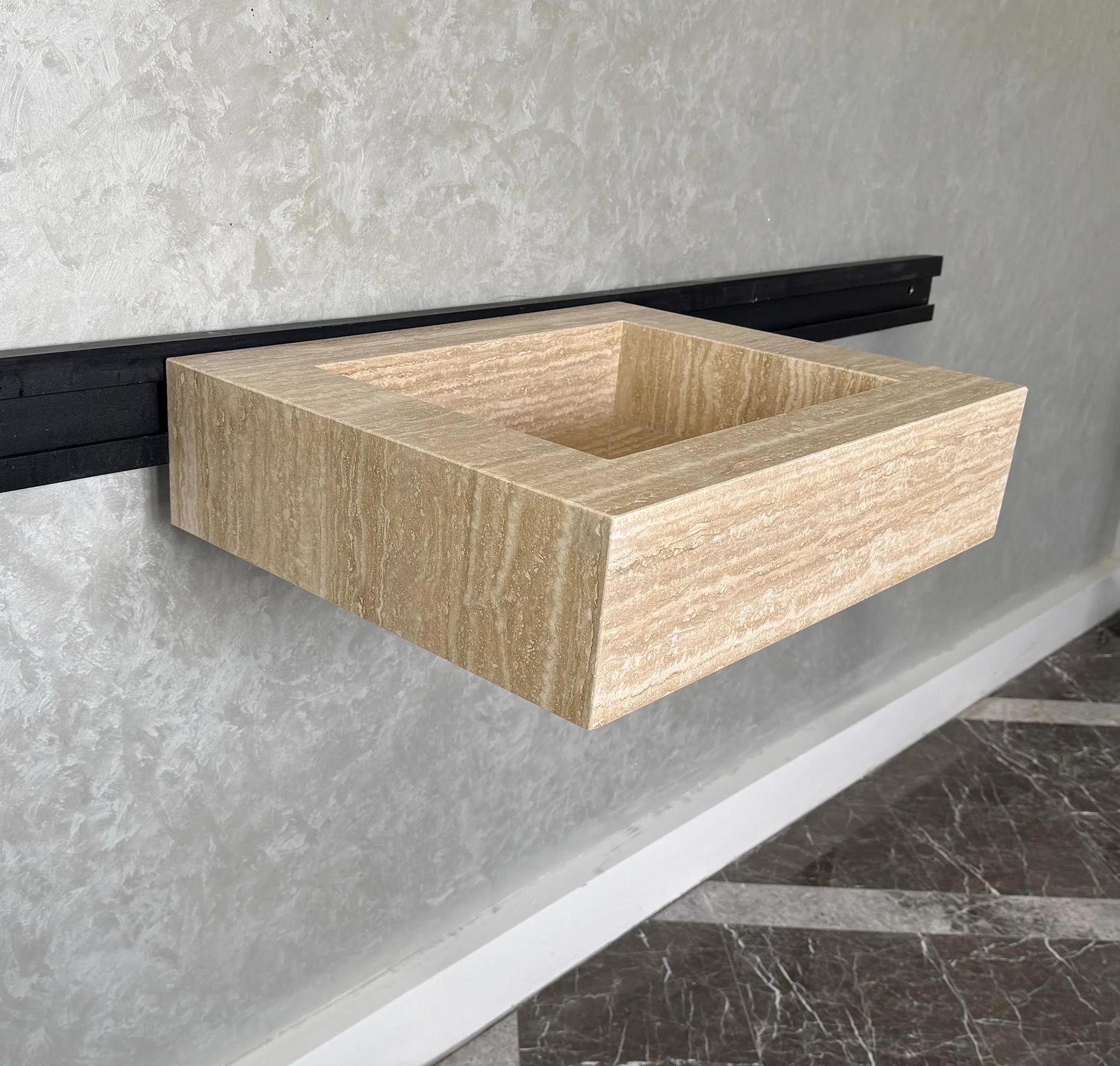 HANDCRAFTED CUSTOM TRAVERTINE SINK (TR-040) - Image 7