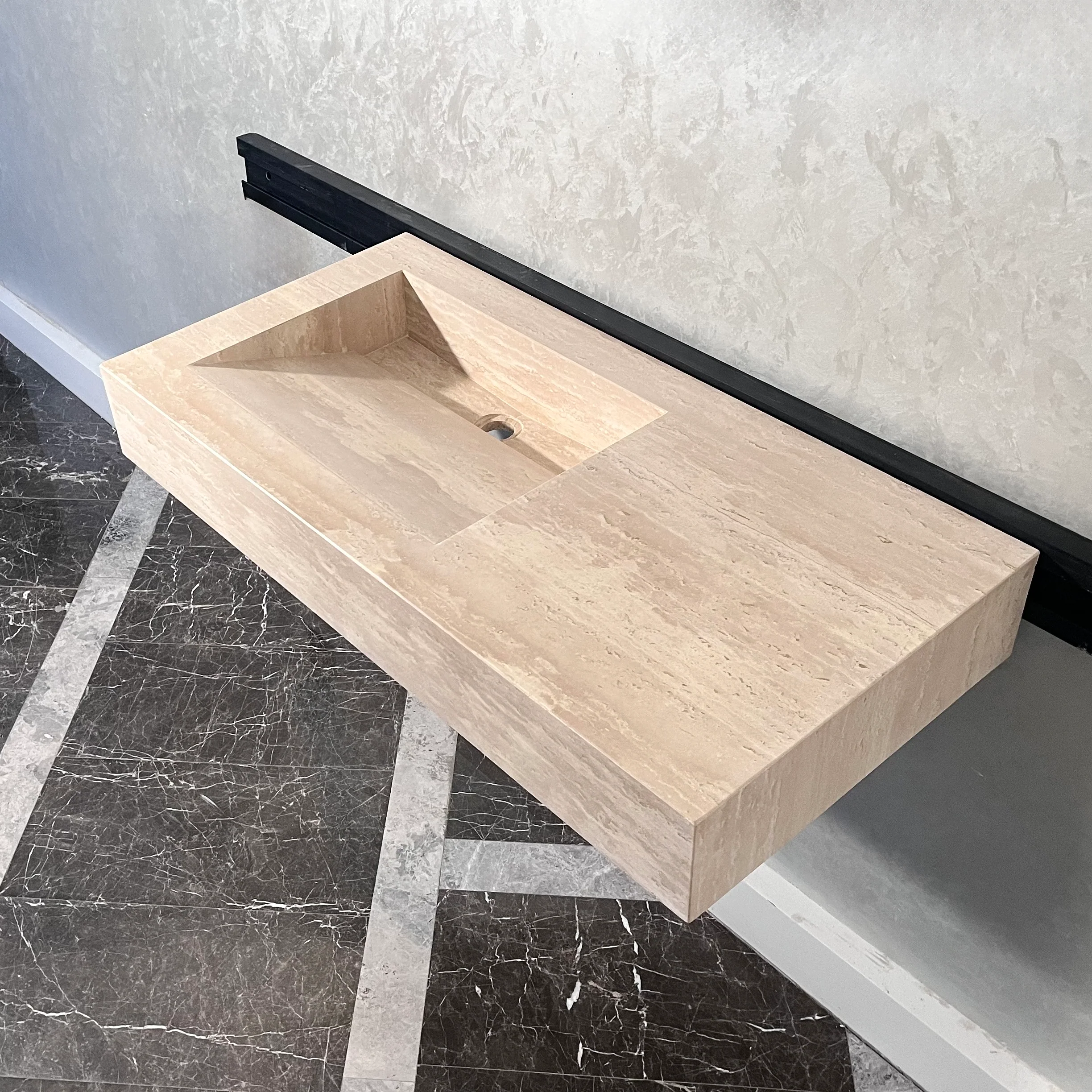 HANDCRAFTED CUSTOM TRAVERTINE SINK (TR-060) - Image 2