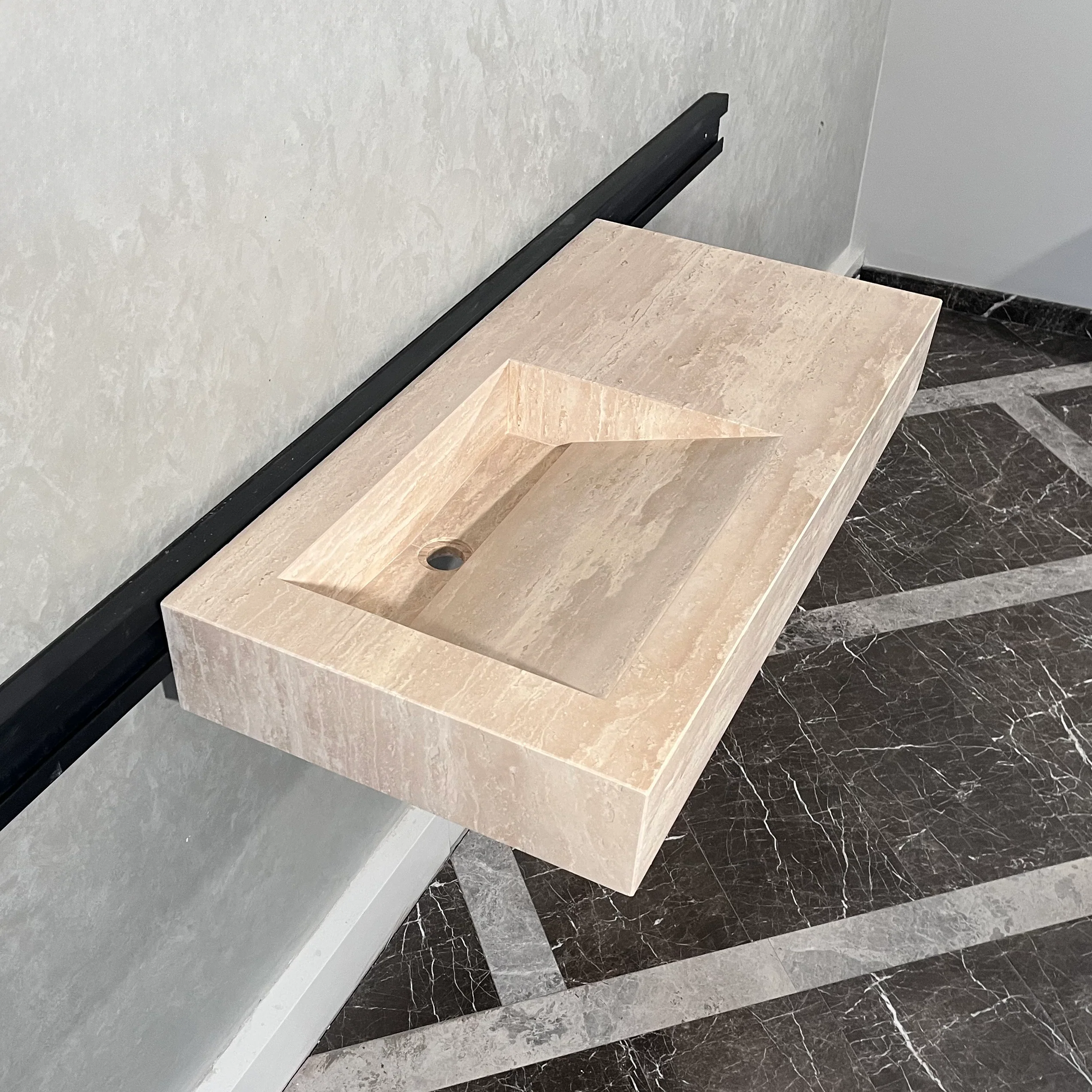 HANDCRAFTED CUSTOM TRAVERTINE SINK (TR-060) - Image 3