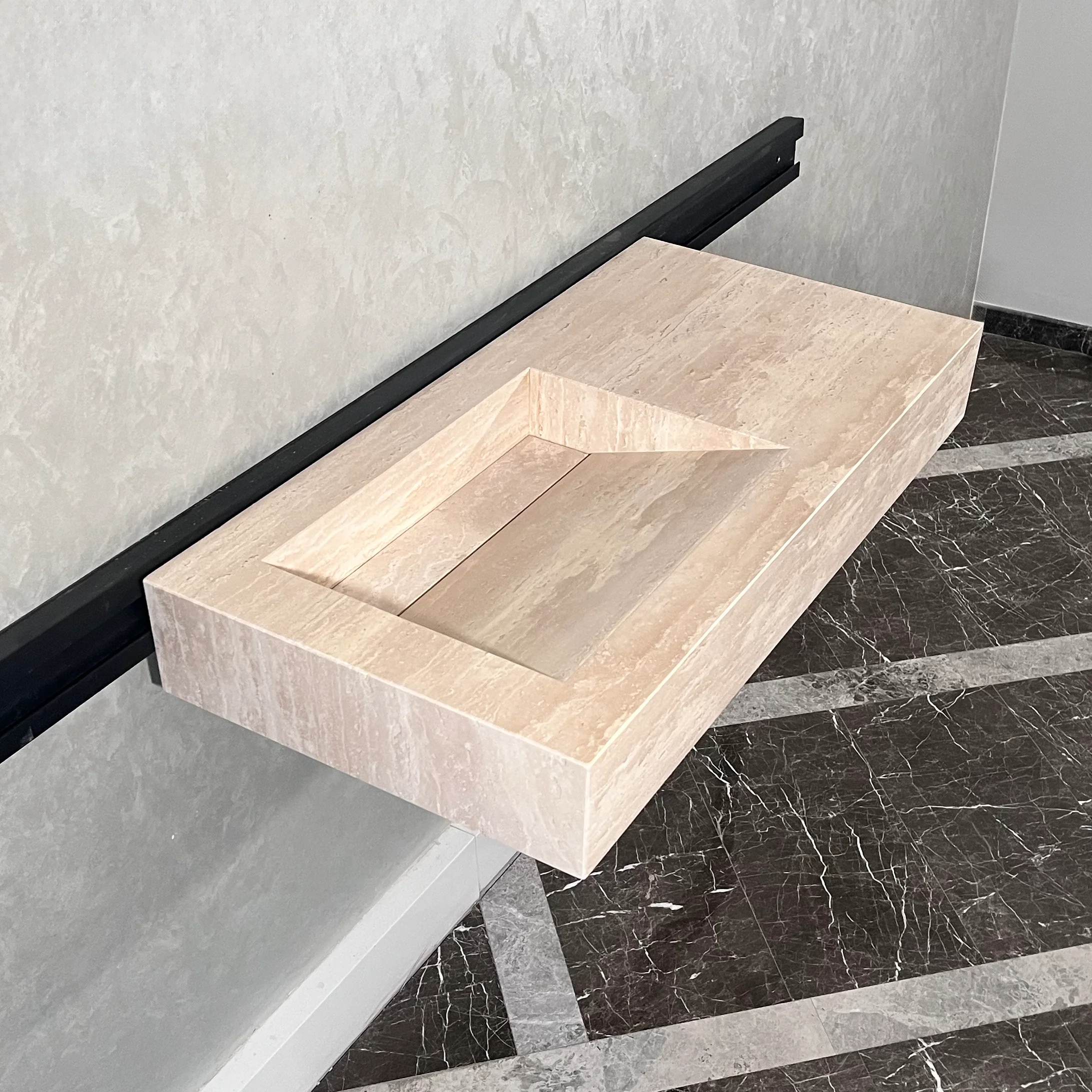HANDCRAFTED CUSTOM TRAVERTINE SINK (TR-060) - Image 5