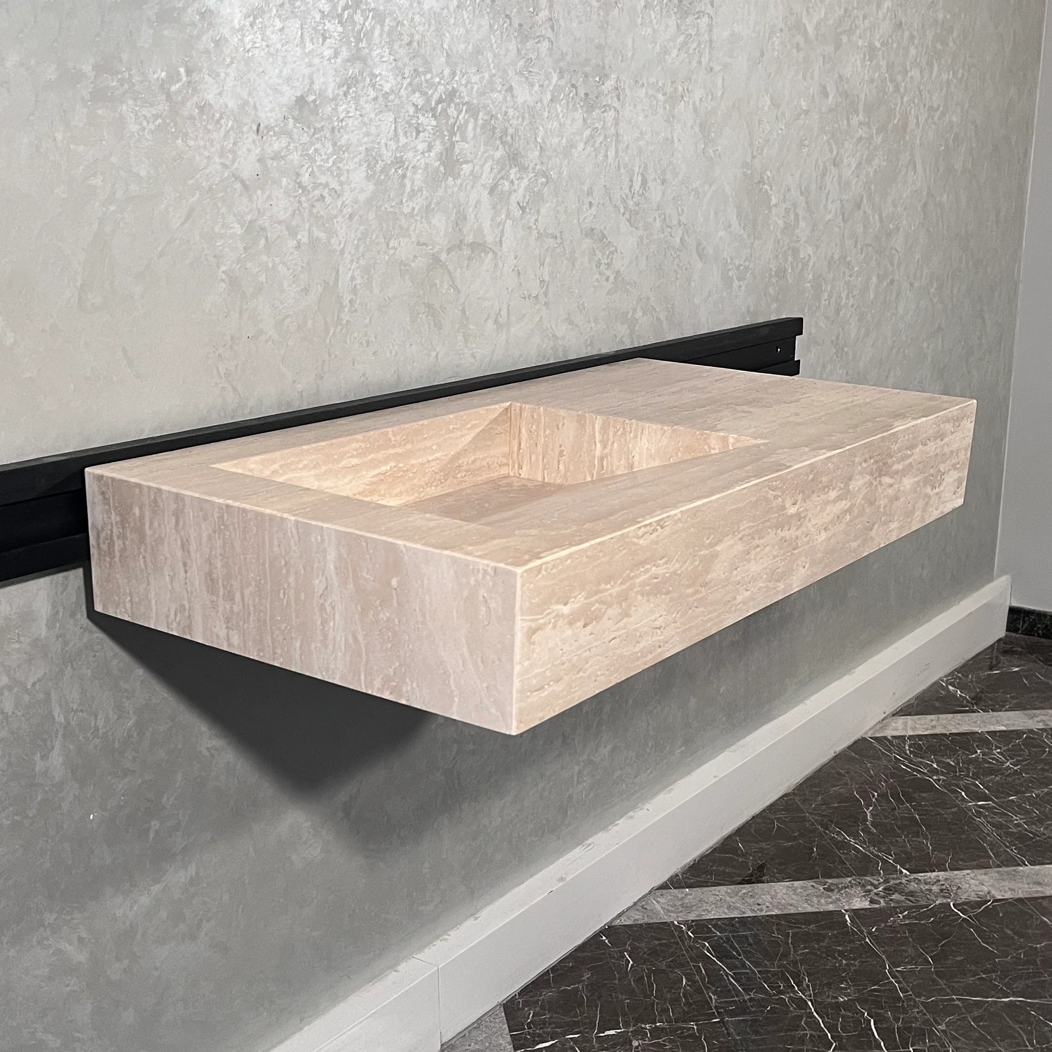 HANDCRAFTED CUSTOM TRAVERTINE SINK (TR-060) - Image 6
