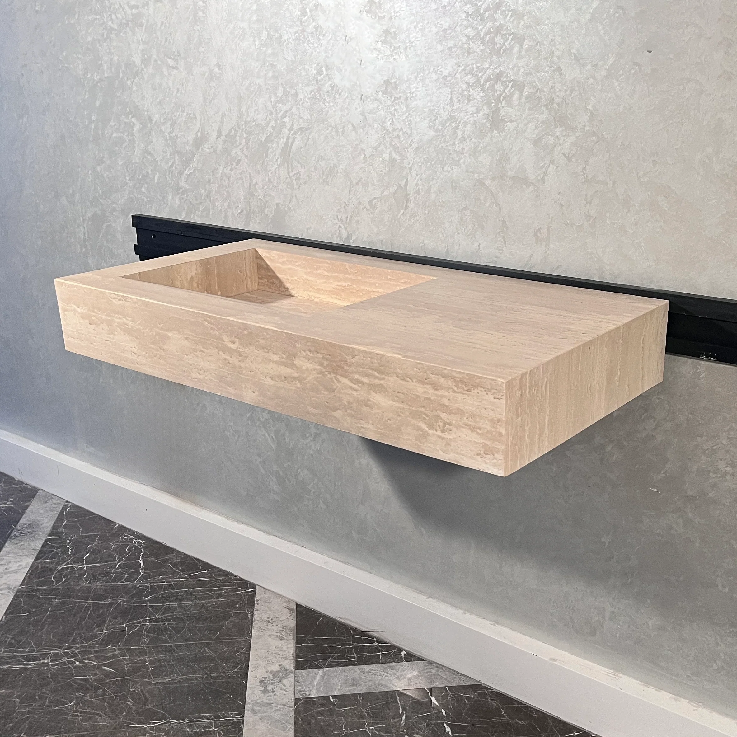 HANDCRAFTED CUSTOM TRAVERTINE SINK (TR-060) - Image 8