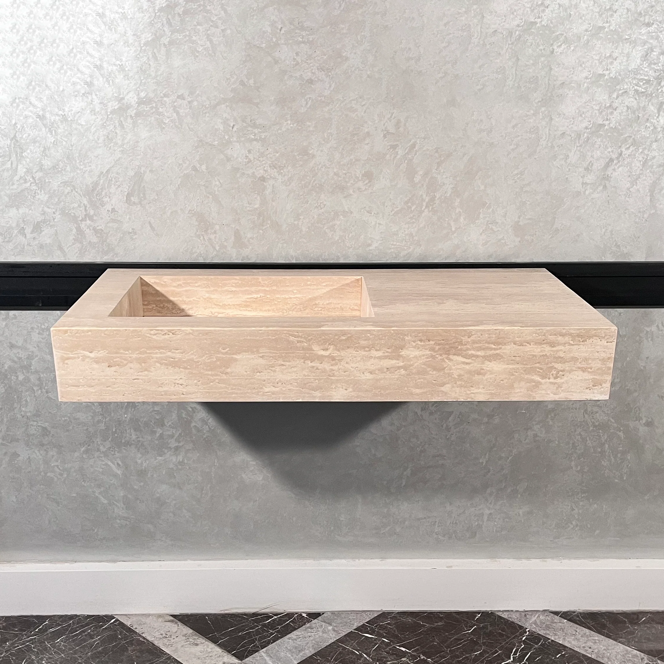 HANDCRAFTED CUSTOM TRAVERTINE SINK (TR-060) - Image 9