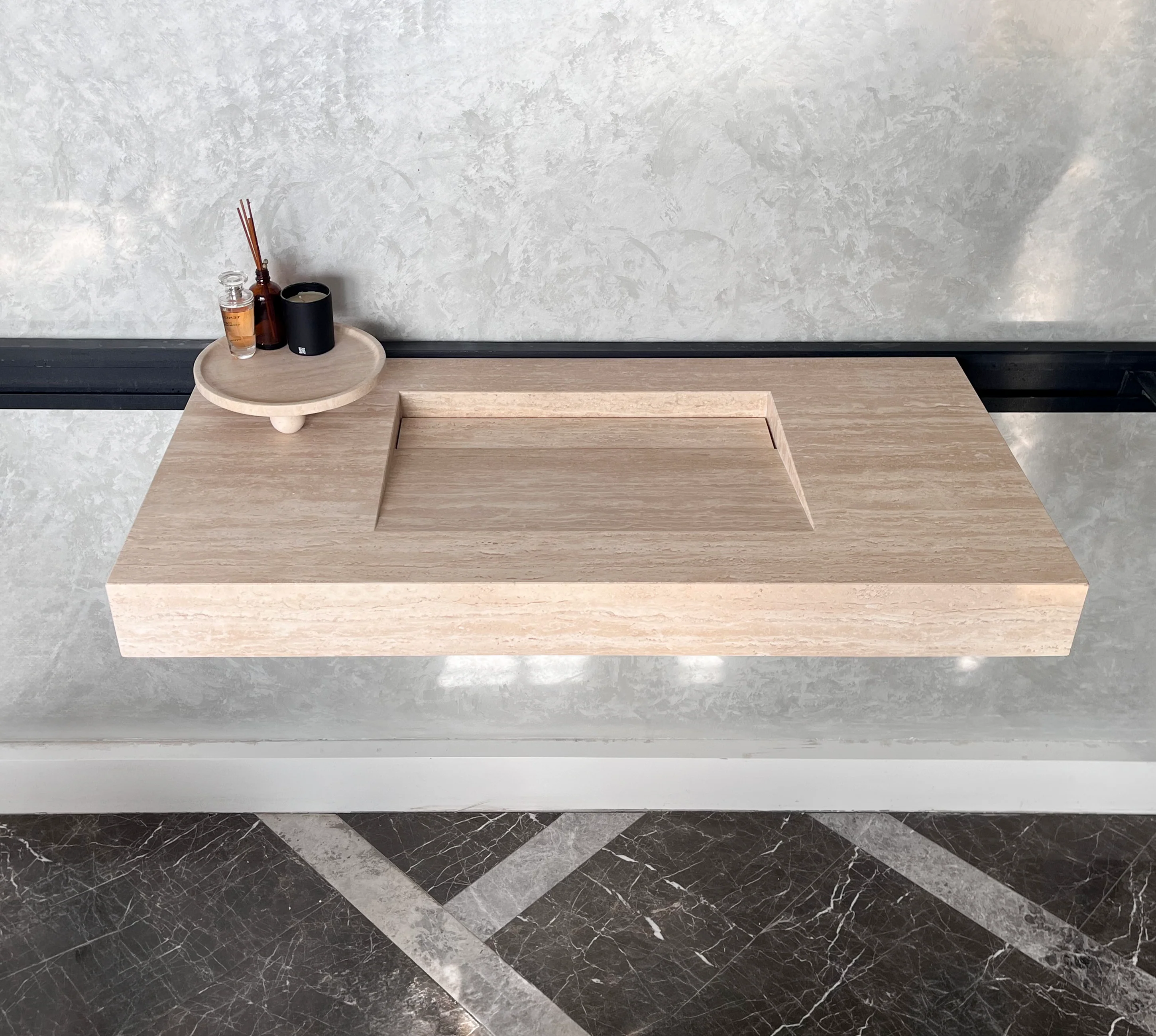 HANDCRAFTED CUSTOM TRAVERTINE SINK (TR-061) - Image 2