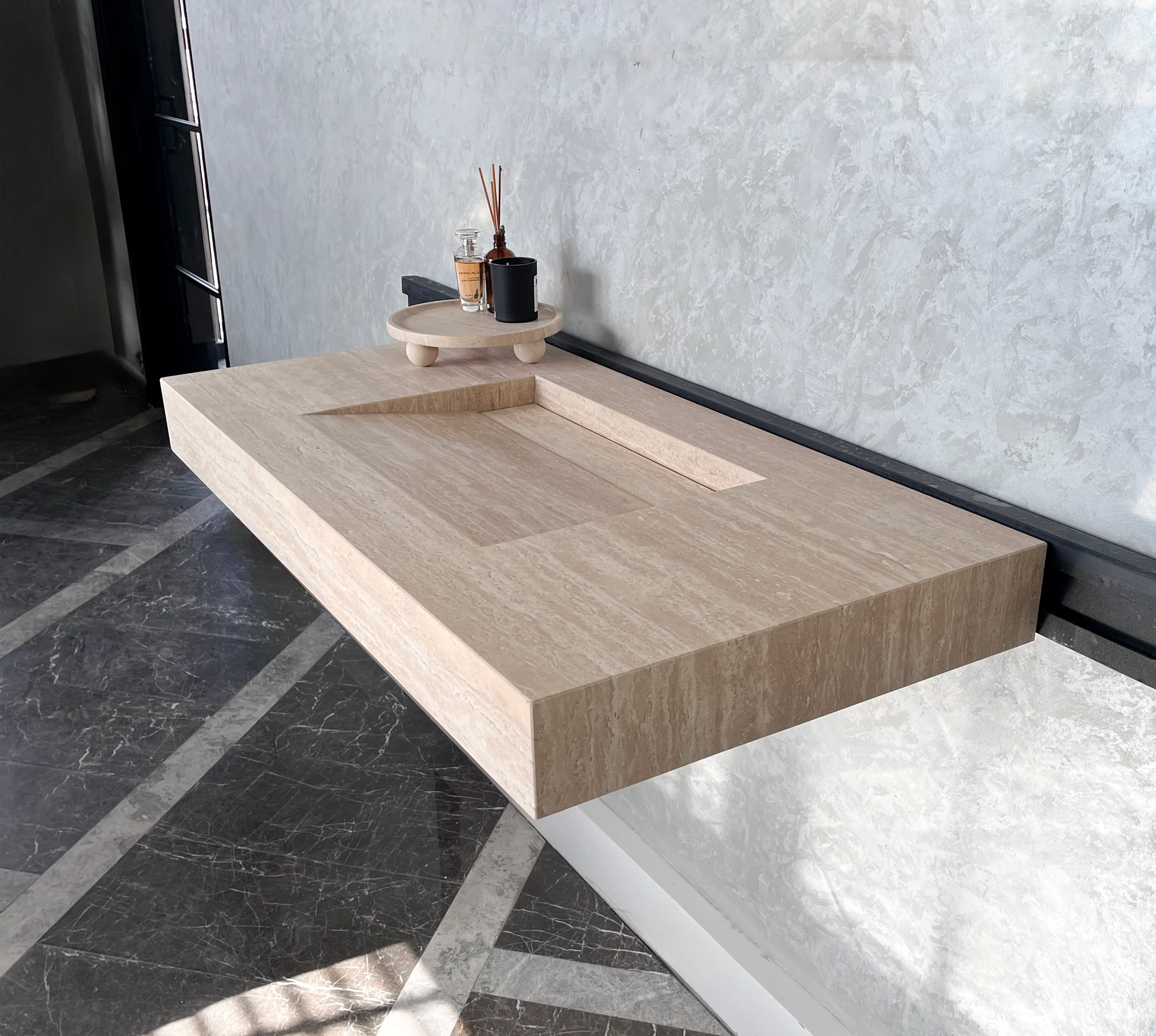 HANDCRAFTED CUSTOM TRAVERTINE SINK (TR-061) - Image 3
