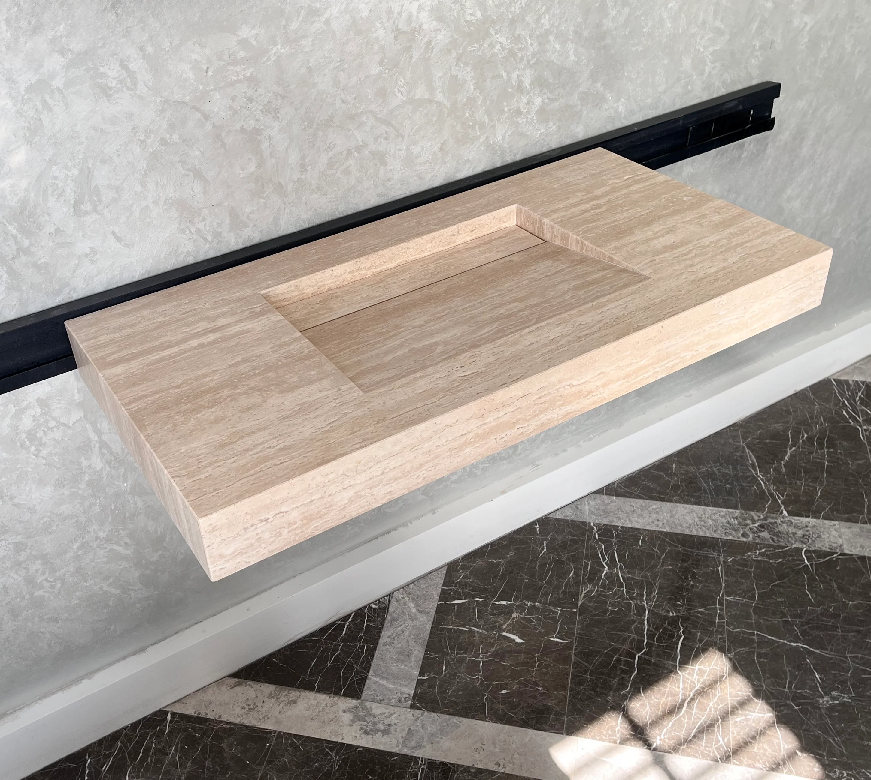 HANDCRAFTED CUSTOM TRAVERTINE SINK (TR-061) - Image 4