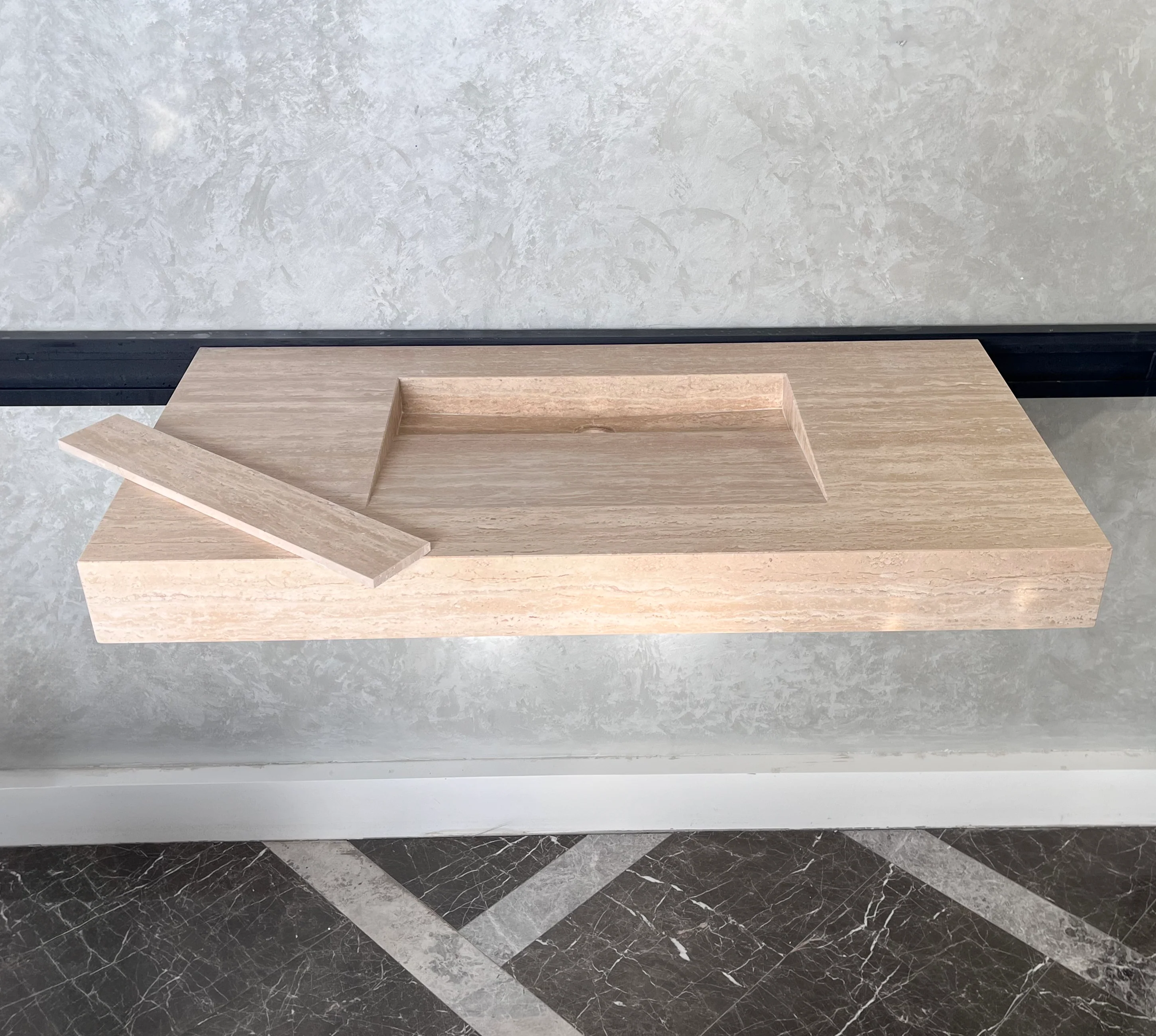 HANDCRAFTED CUSTOM TRAVERTINE SINK (TR-061) - Image 6