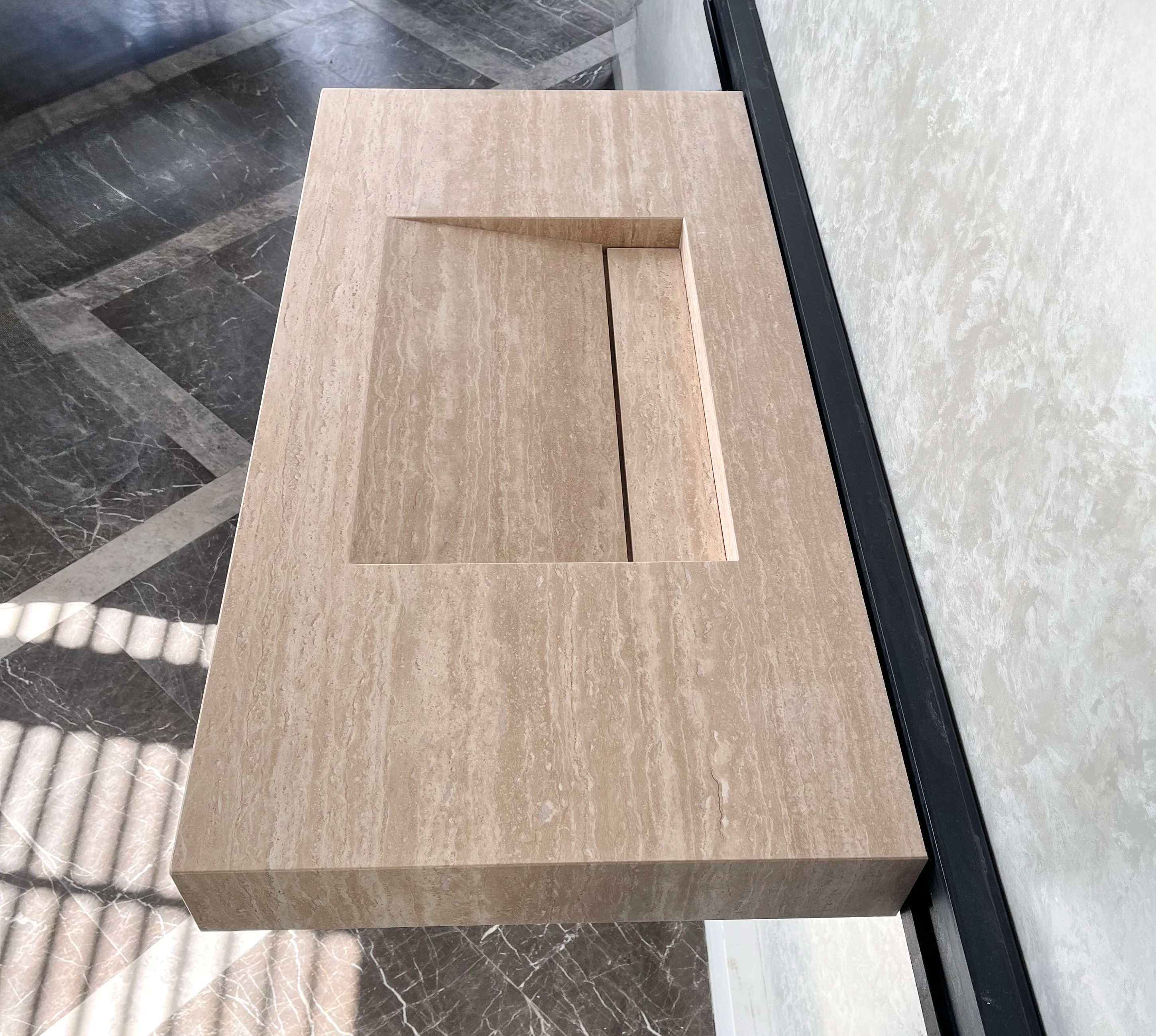 HANDCRAFTED CUSTOM TRAVERTINE SINK (TR-061) - Image 7