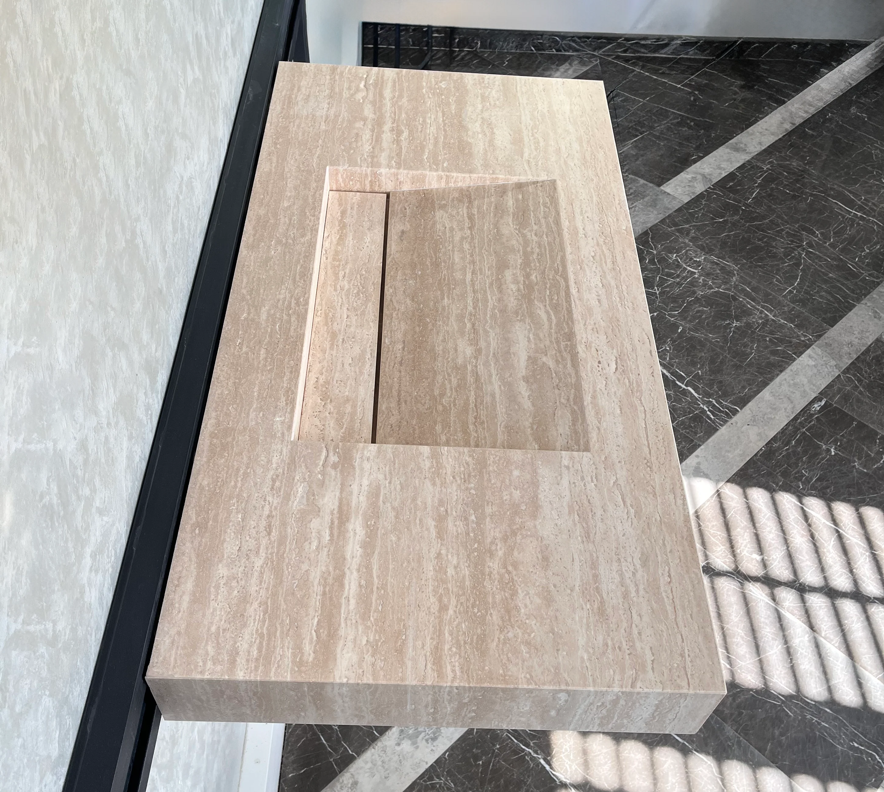HANDCRAFTED CUSTOM TRAVERTINE SINK (TR-061) - Image 8