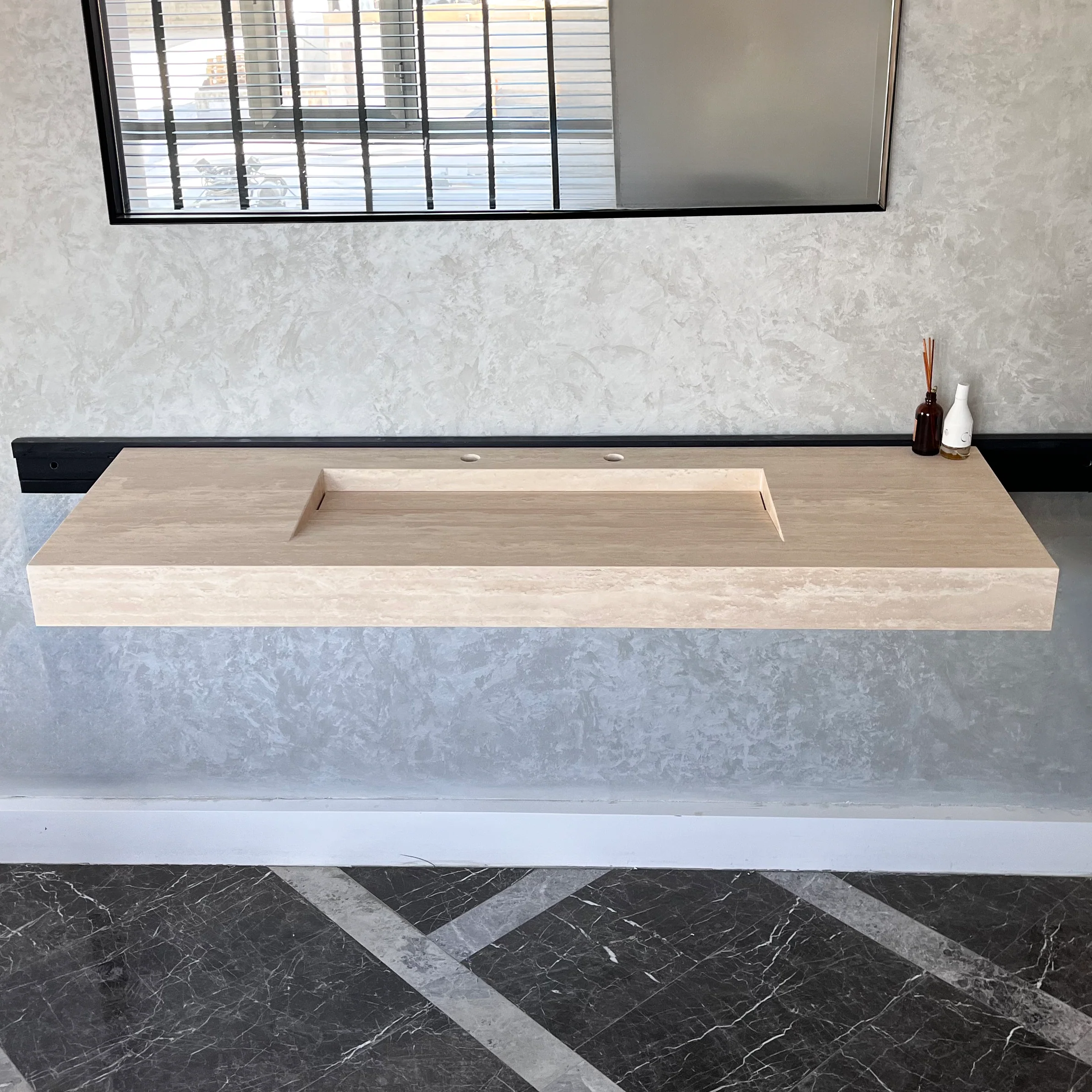 HANDCRAFTED CUSTOM TRAVERTINE SINK (TR-072) - Image 2