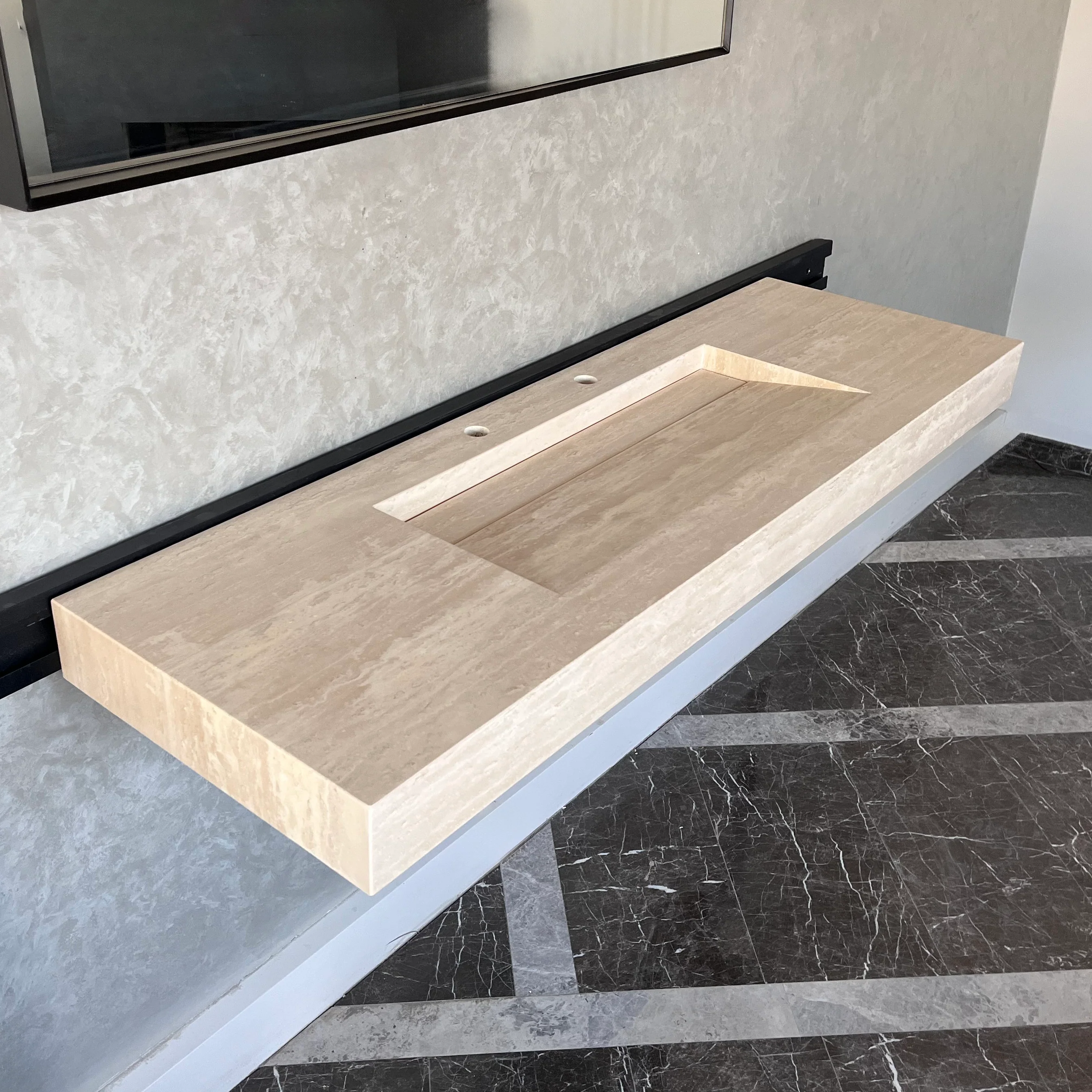 HANDCRAFTED CUSTOM TRAVERTINE SINK (TR-072) - Image 3