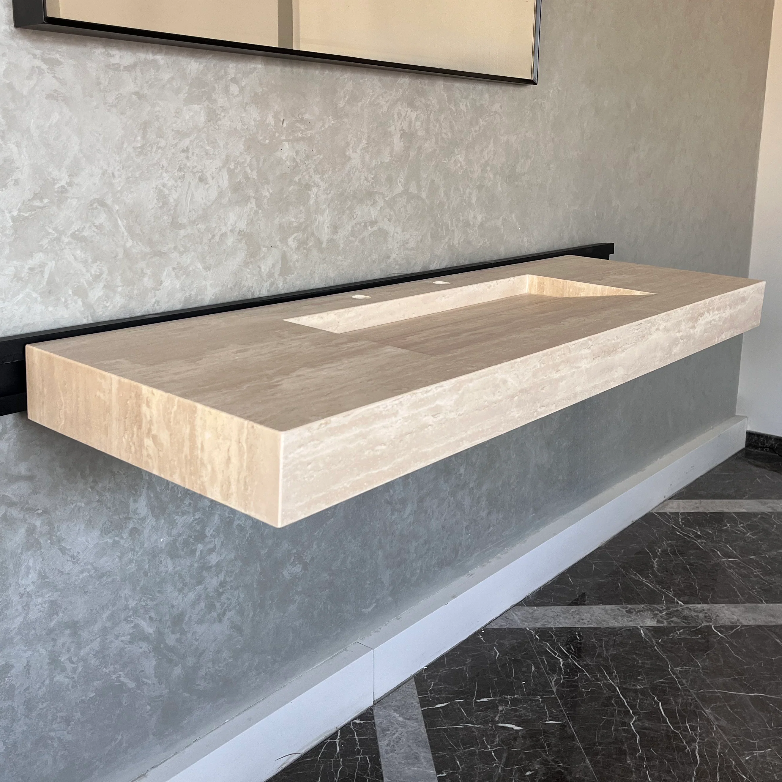 HANDCRAFTED CUSTOM TRAVERTINE SINK (TR-072) - Image 4