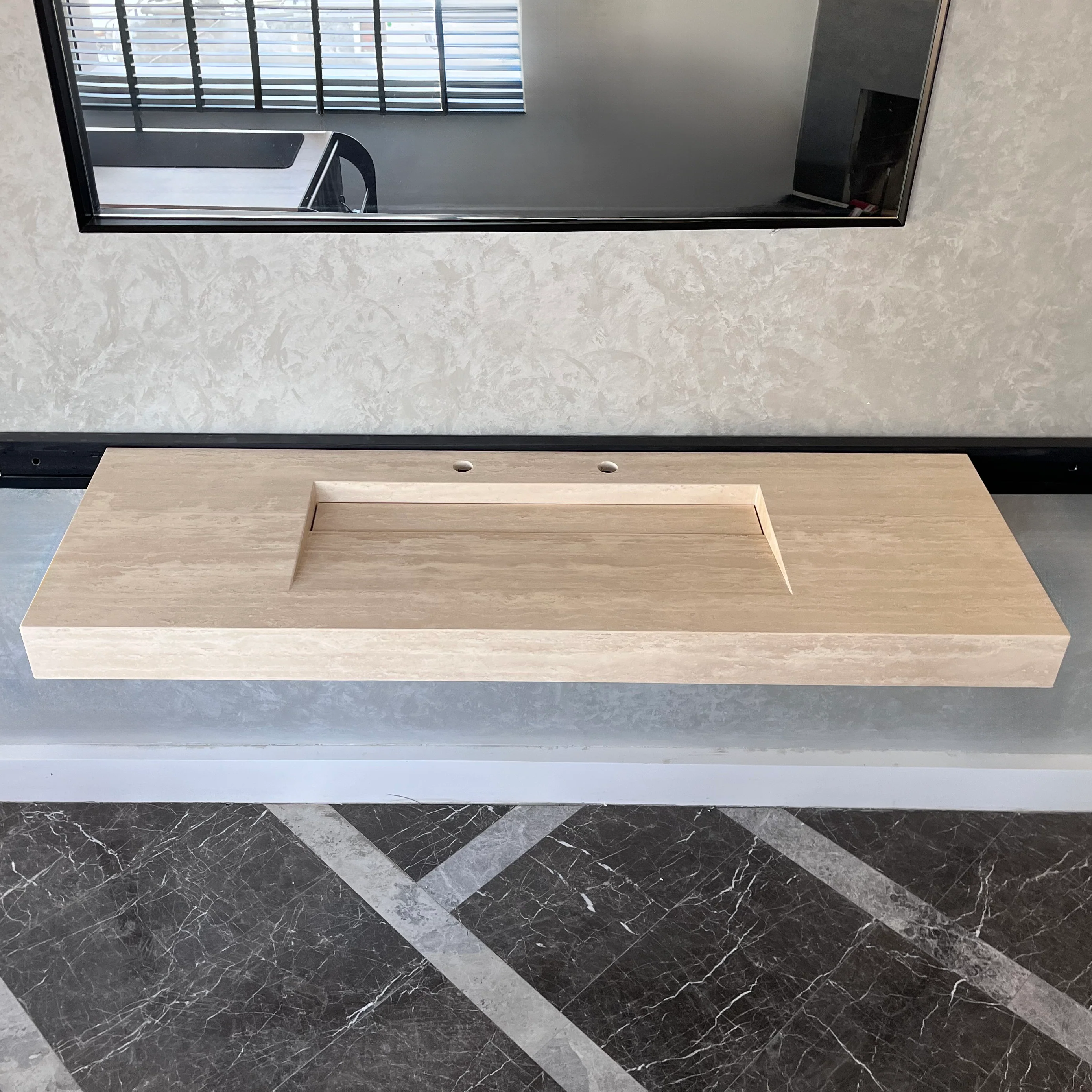 HANDCRAFTED CUSTOM TRAVERTINE SINK (TR-072) - Image 5