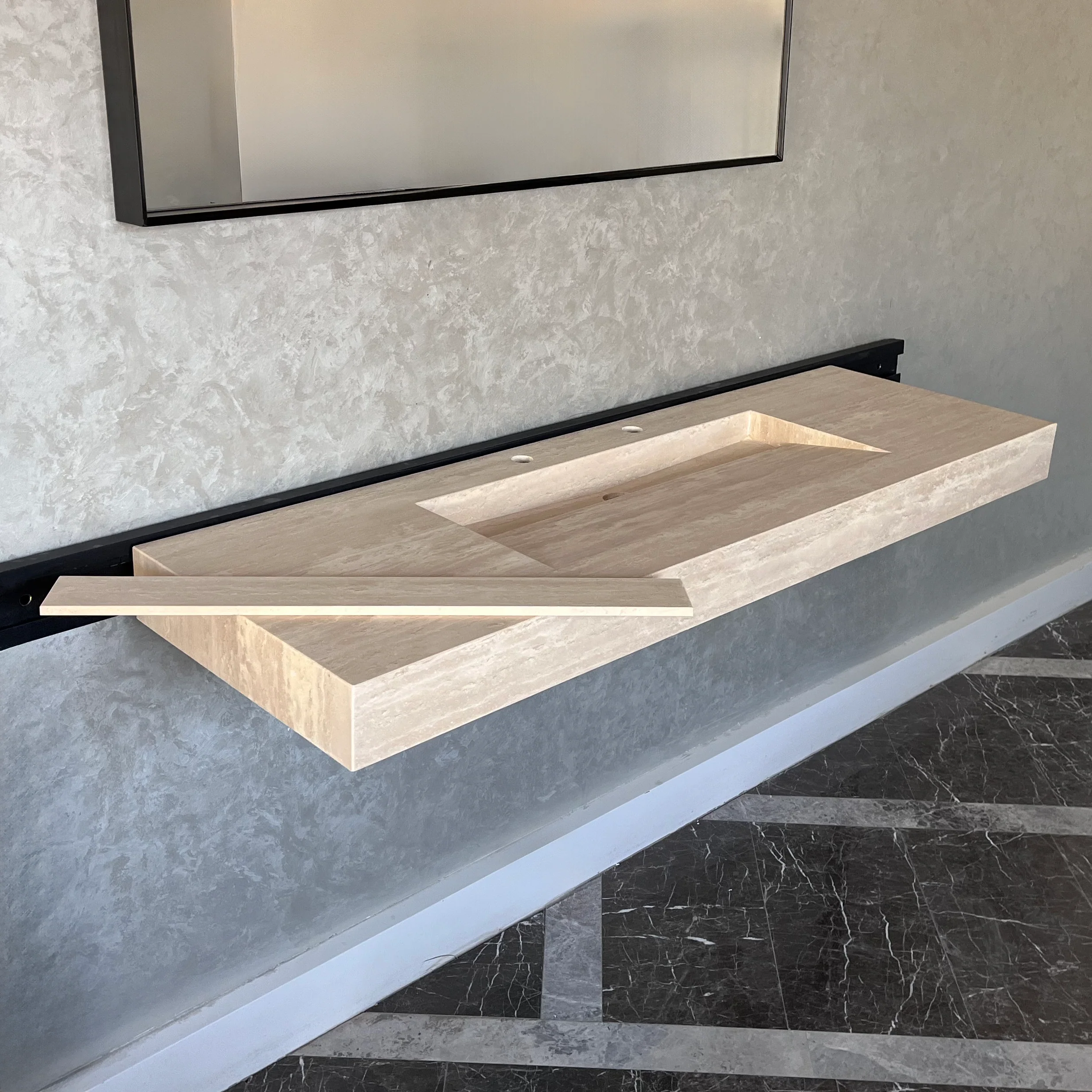 HANDCRAFTED CUSTOM TRAVERTINE SINK (TR-072) - Image 6