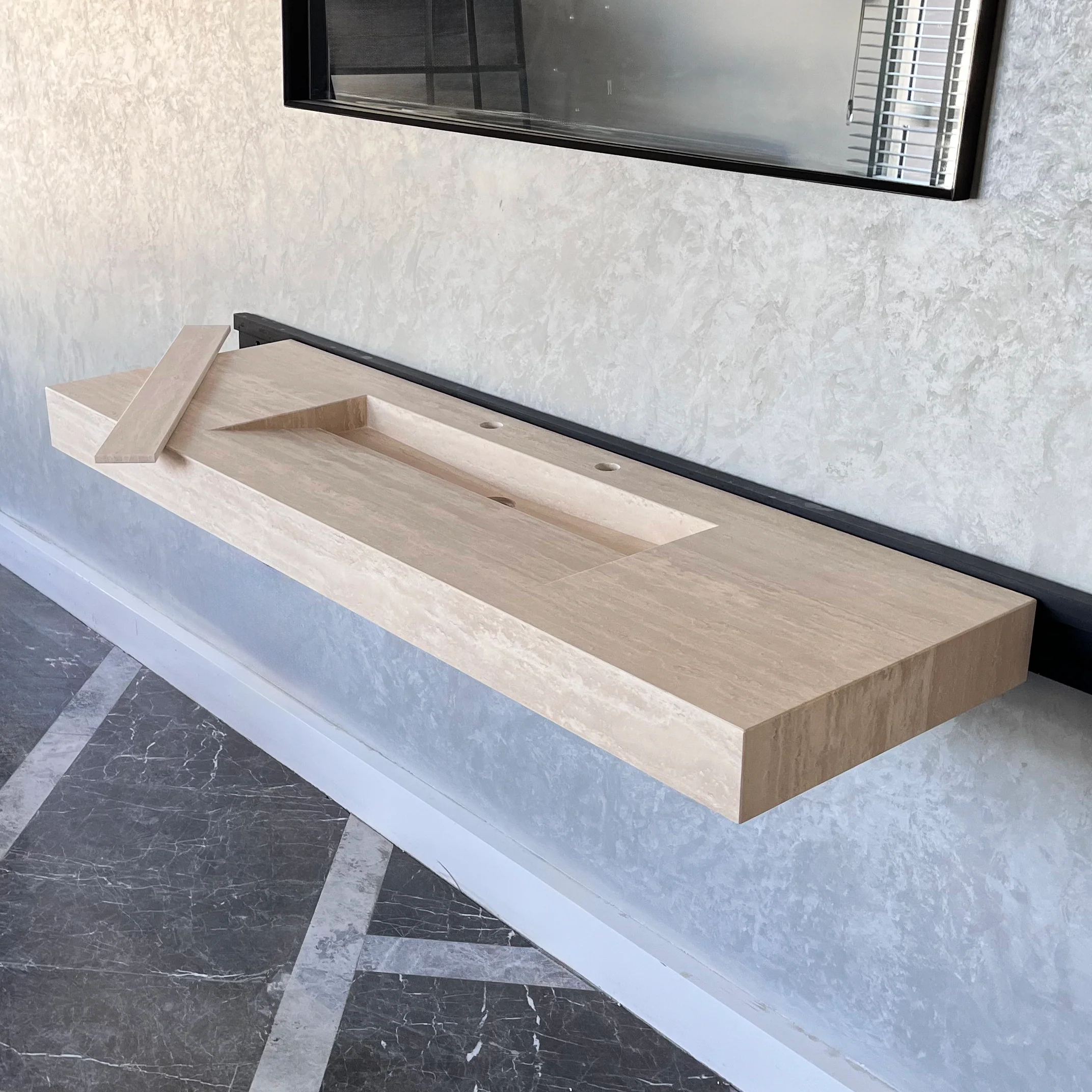 HANDCRAFTED CUSTOM TRAVERTINE SINK (TR-072) - Image 7
