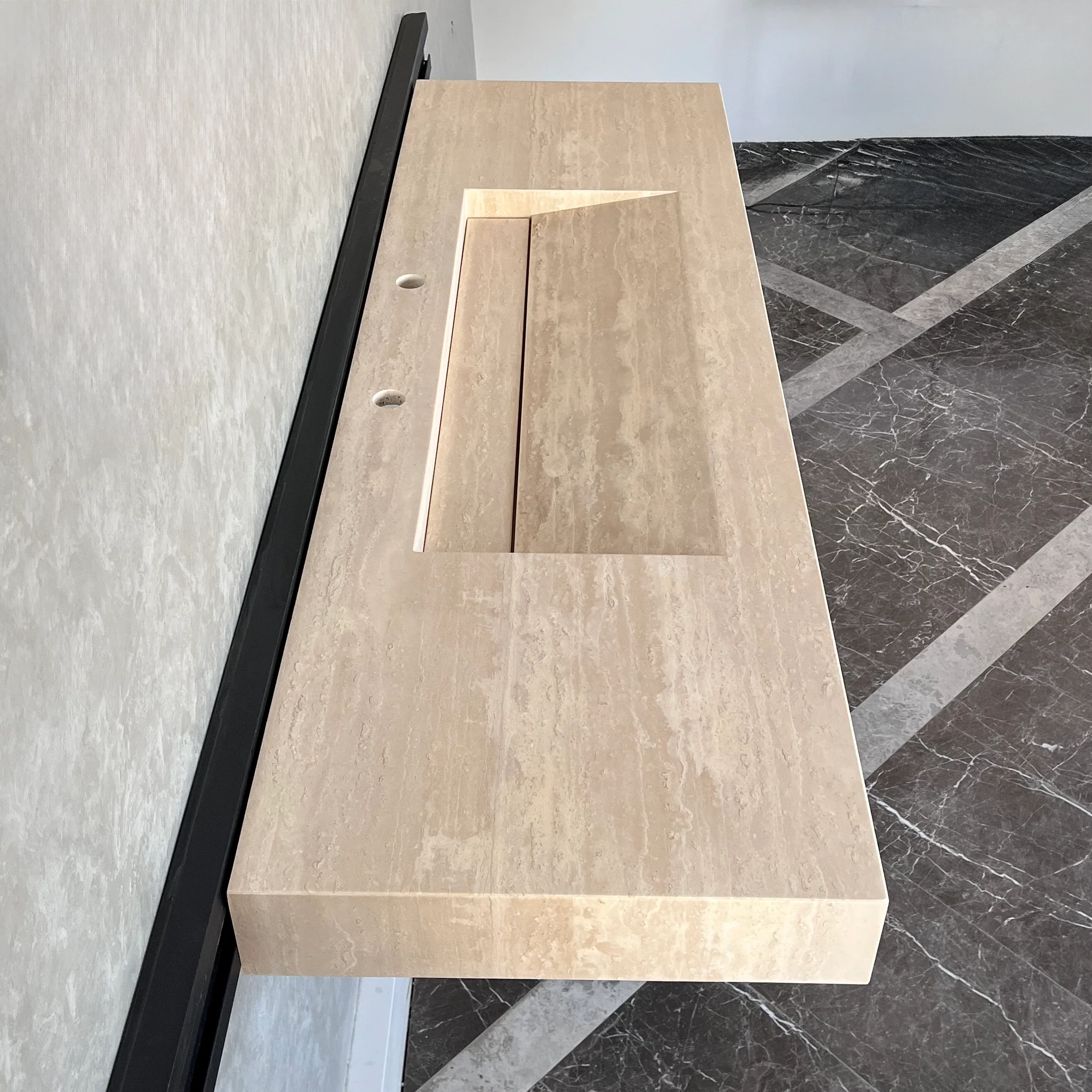 HANDCRAFTED CUSTOM TRAVERTINE SINK (TR-072) - Image 9