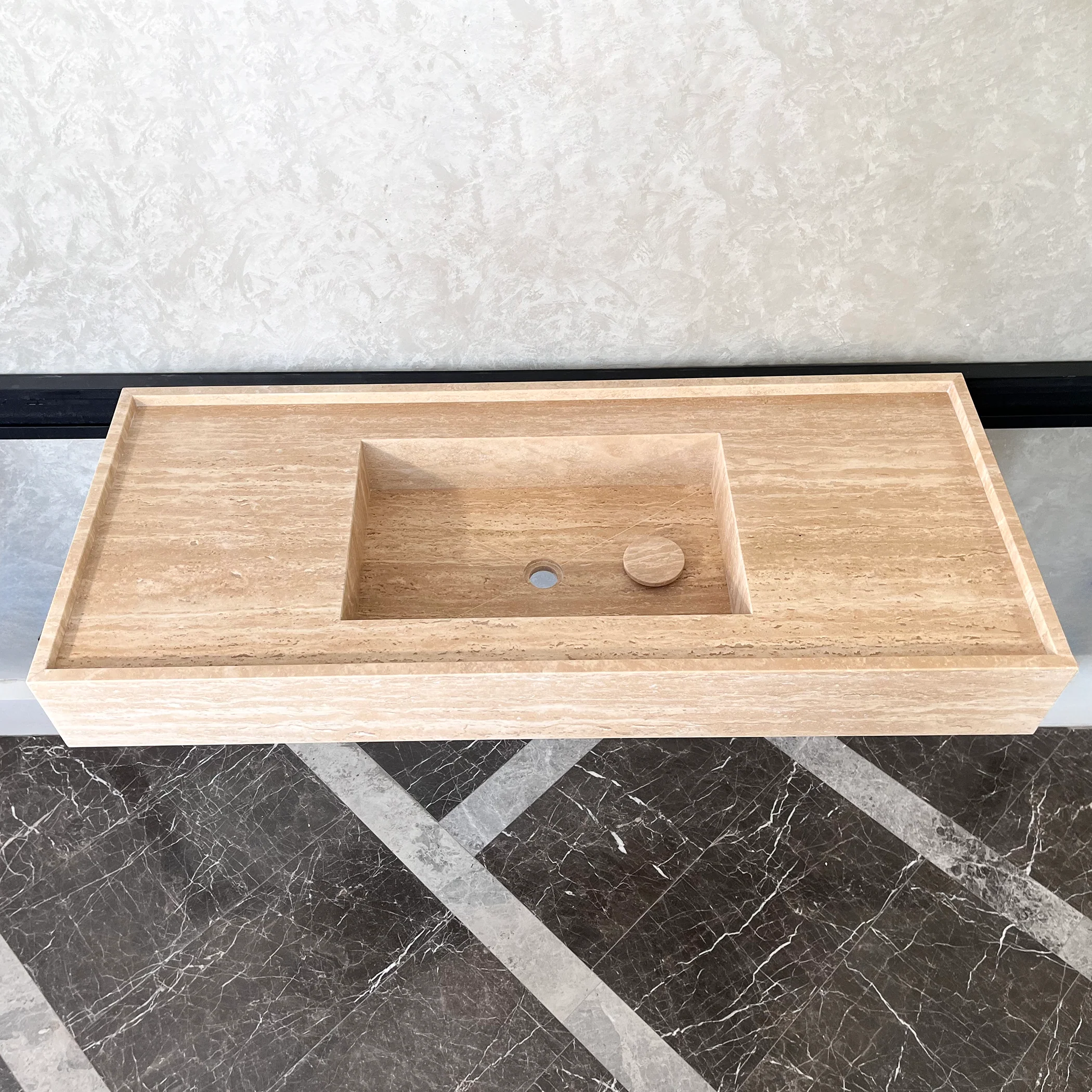 HANDCRAFTED CUSTOM TRAVERTINE SINK (TR-074) - Image 3