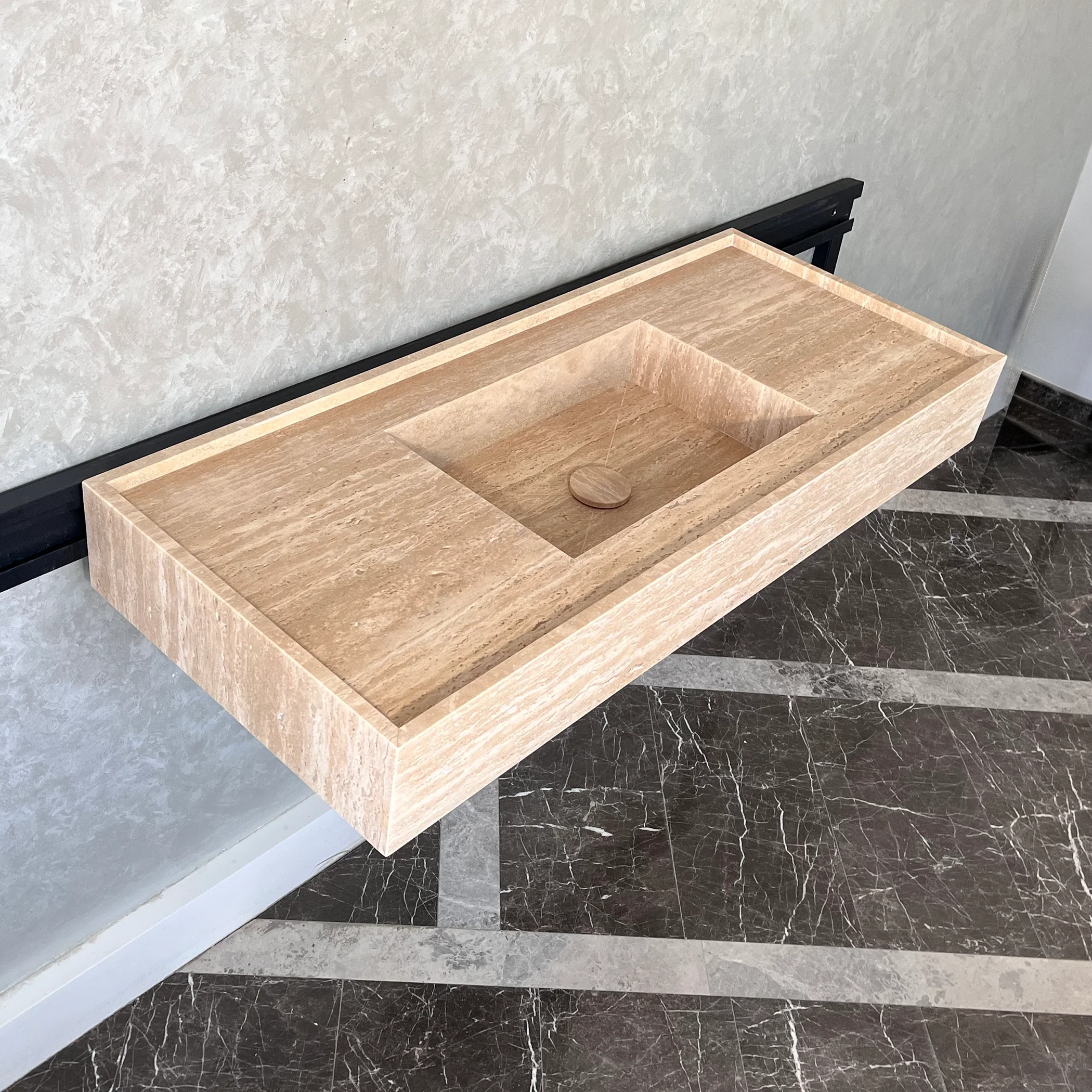 HANDCRAFTED CUSTOM TRAVERTINE SINK (TR-074) - Image 6