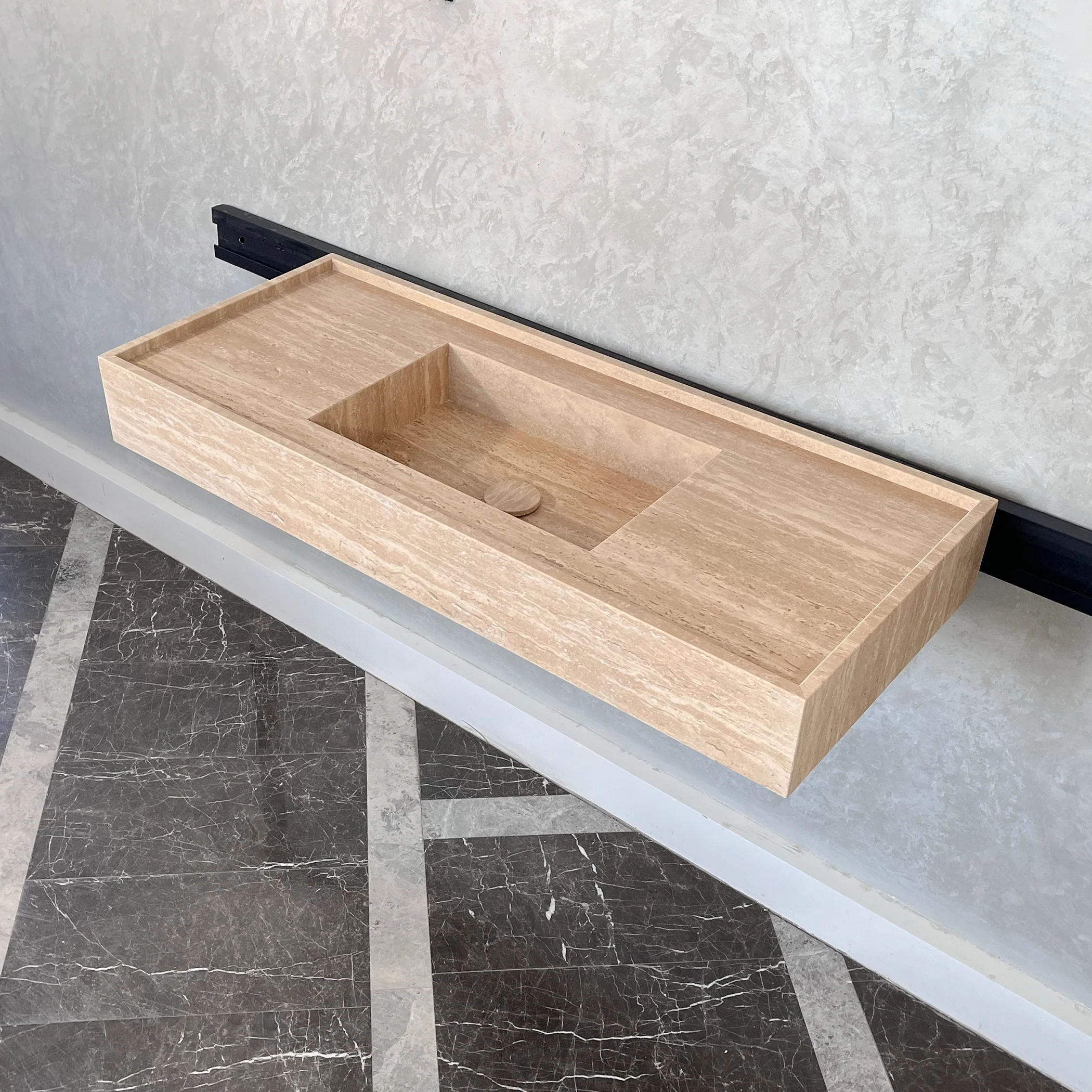 HANDCRAFTED CUSTOM TRAVERTINE SINK (TR-074) - Image 7