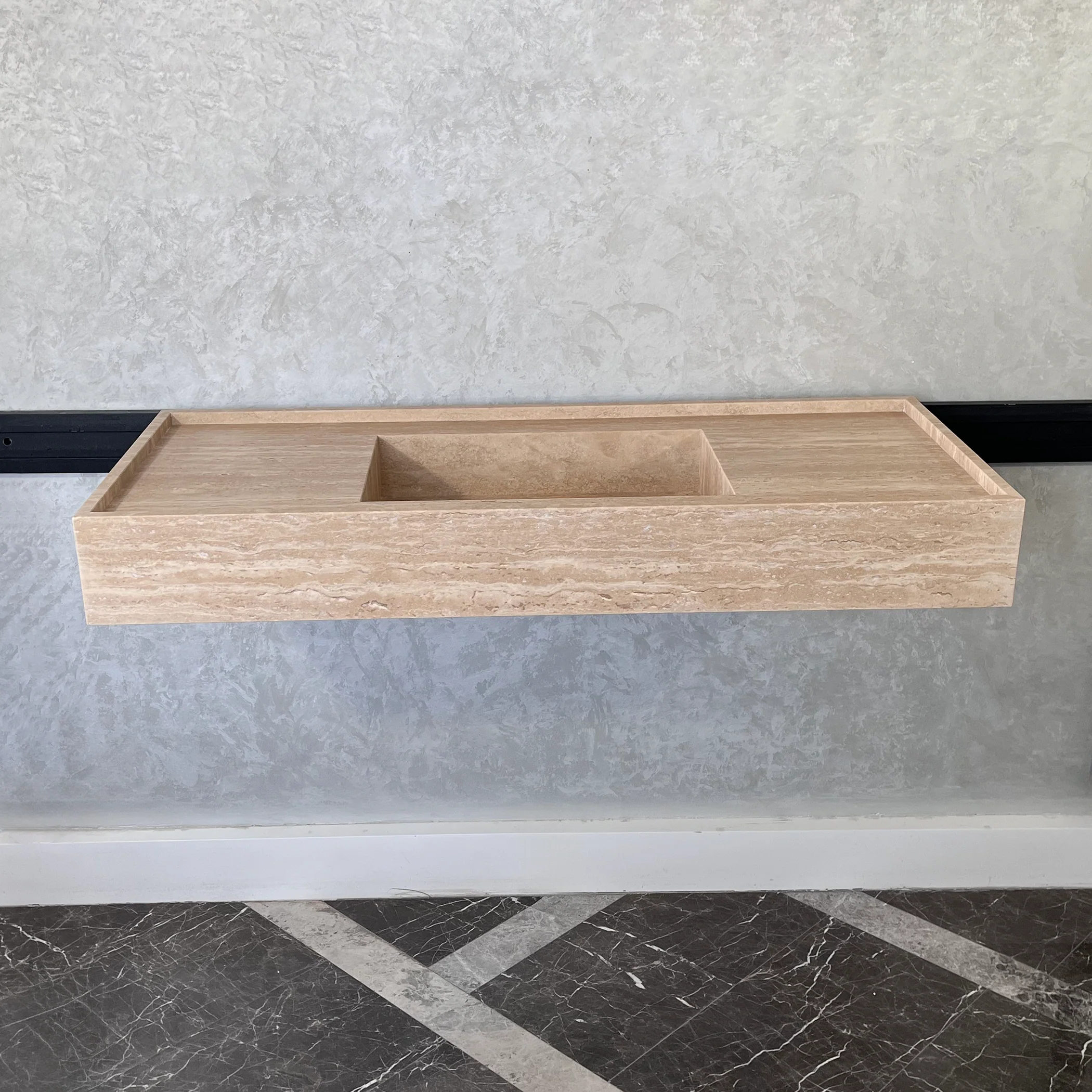 HANDCRAFTED CUSTOM TRAVERTINE SINK (TR-074) - Image 8