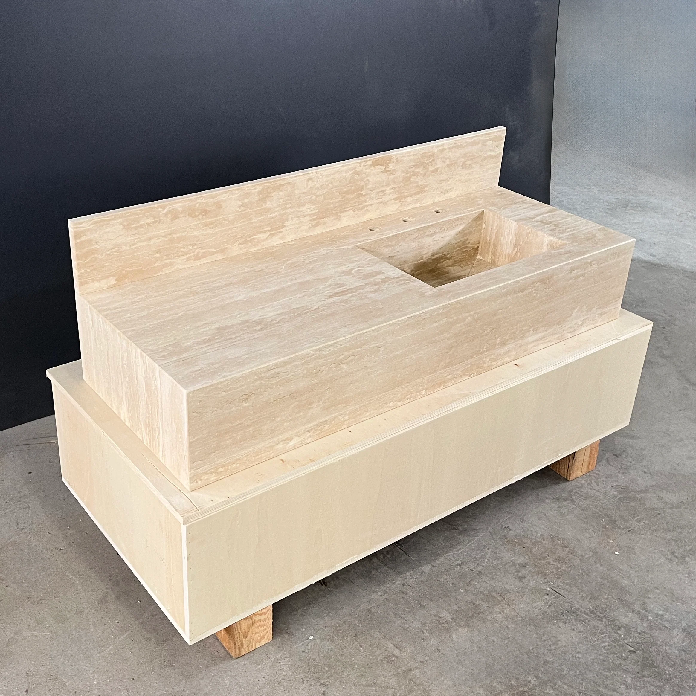 HANDCRAFTED CUSTOM TRAVERTINE SINK (TR-079) - Image 2