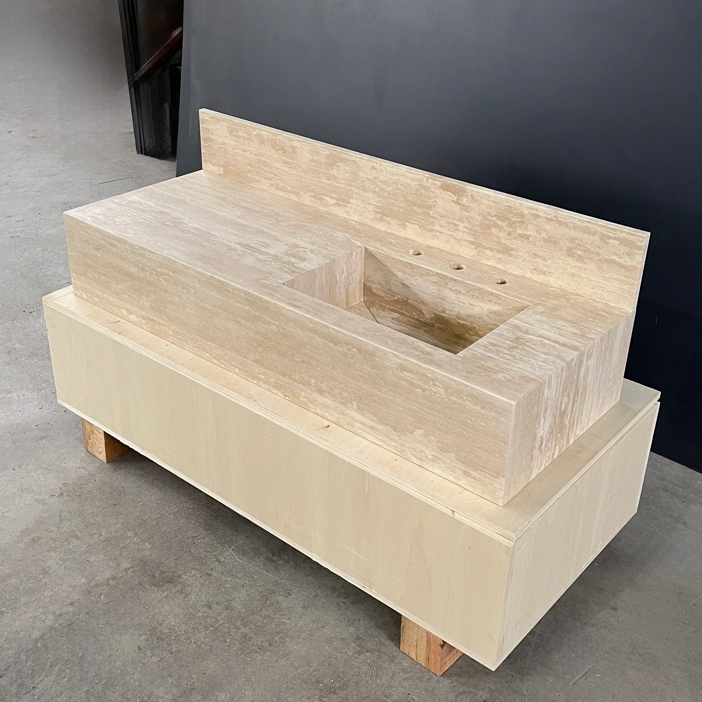 HANDCRAFTED CUSTOM TRAVERTINE SINK (TR-079) - Image 3
