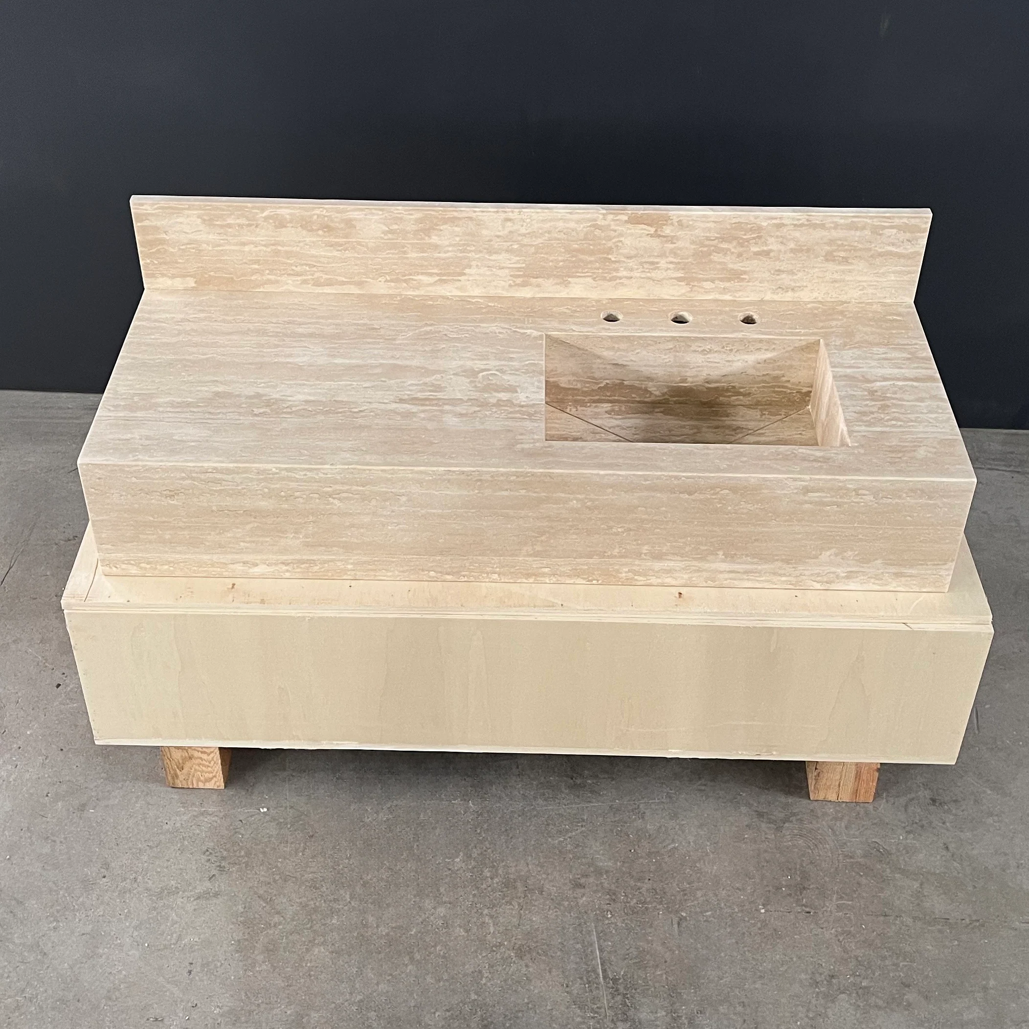 HANDCRAFTED CUSTOM TRAVERTINE SINK (TR-079) - Image 4