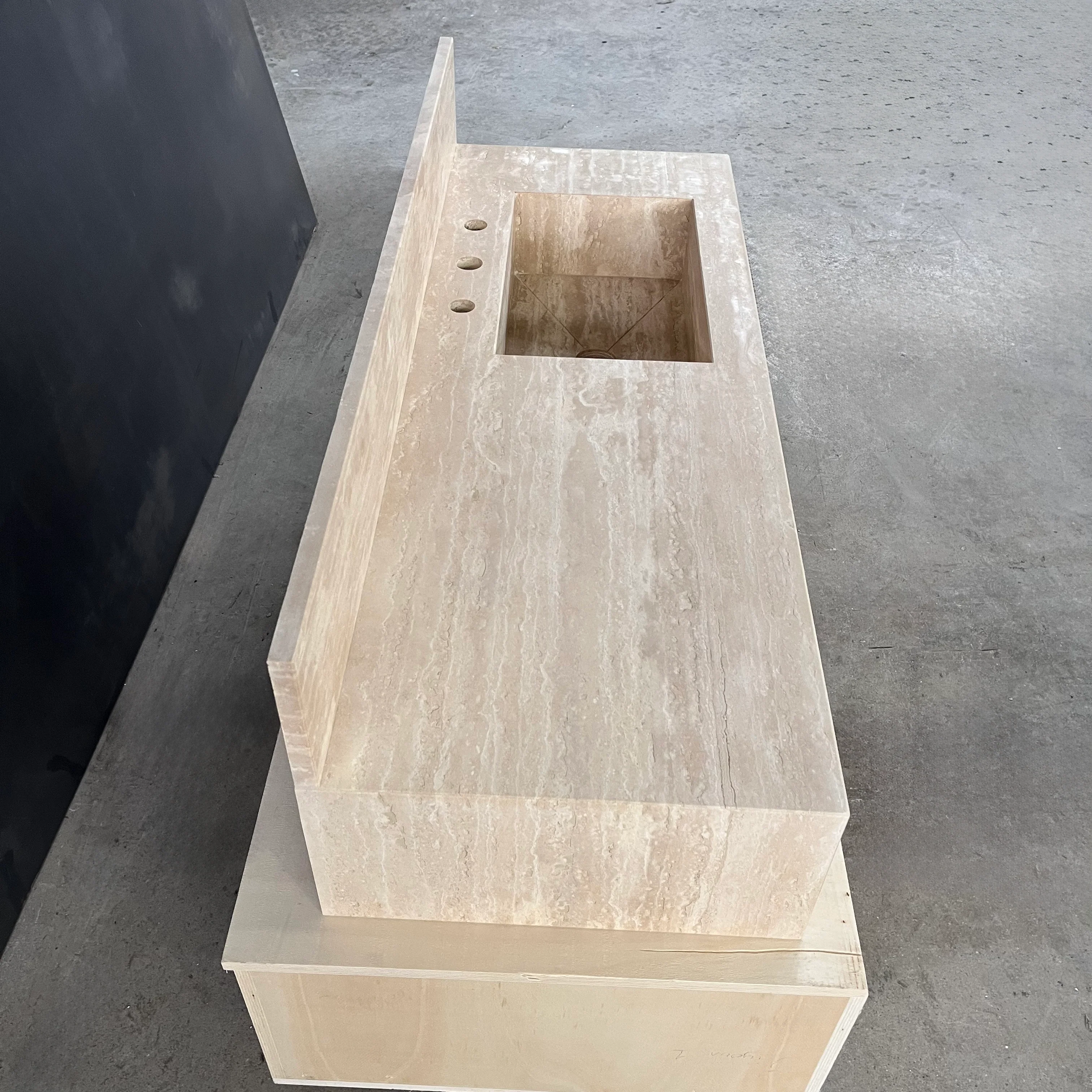 HANDCRAFTED CUSTOM TRAVERTINE SINK (TR-079) - Image 5