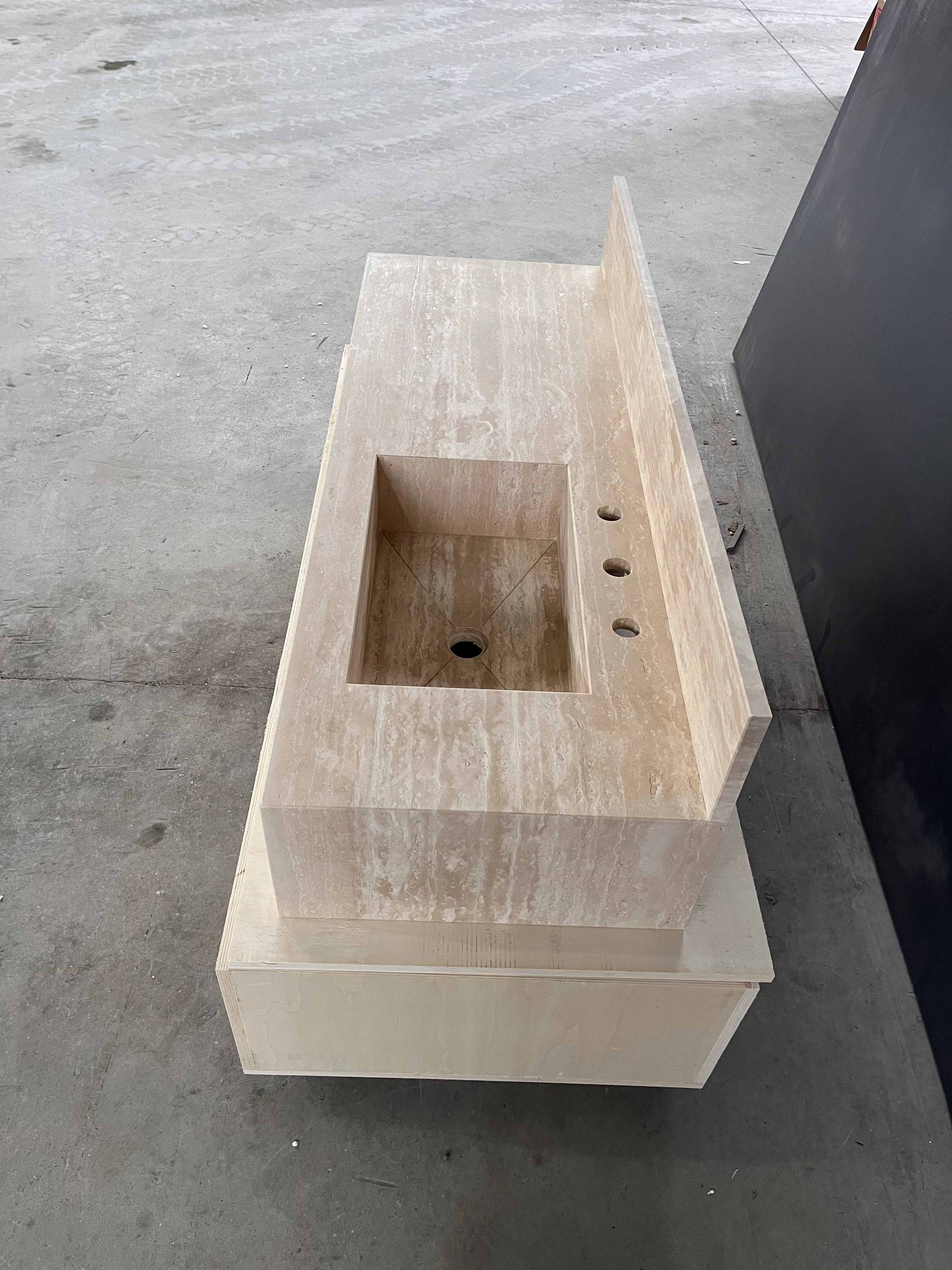HANDCRAFTED CUSTOM TRAVERTINE SINK (TR-079) - Image 6