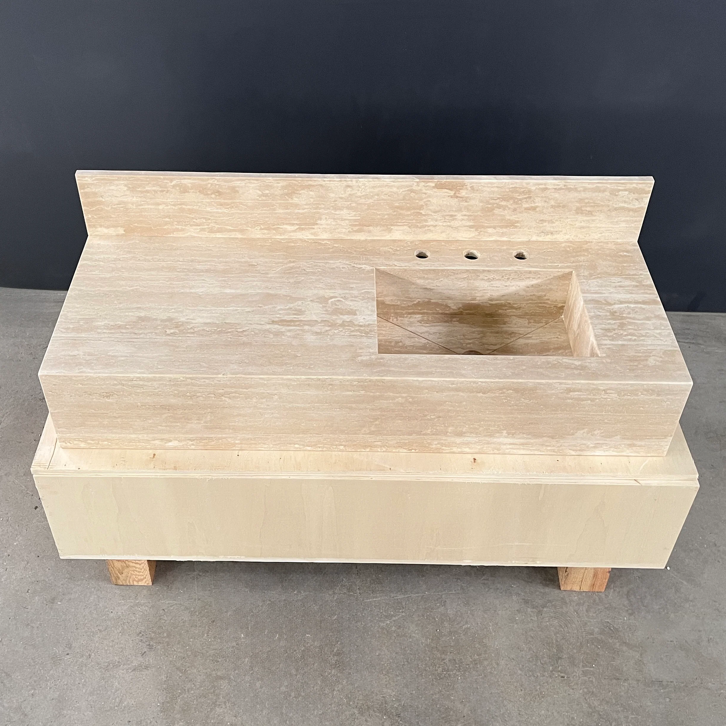 HANDCRAFTED CUSTOM TRAVERTINE SINK (TR-079) - Image 7