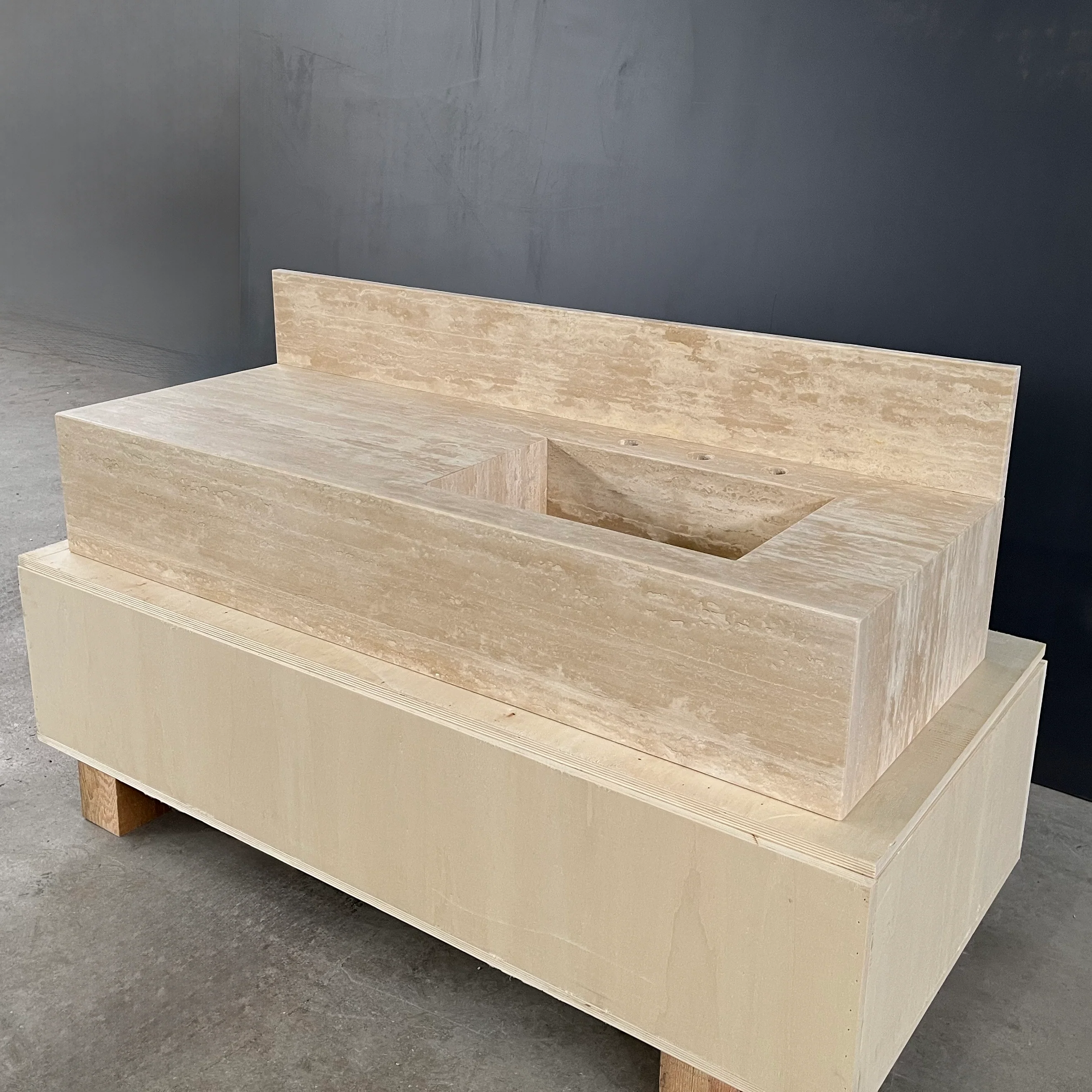 HANDCRAFTED CUSTOM TRAVERTINE SINK (TR-079) - Image 8