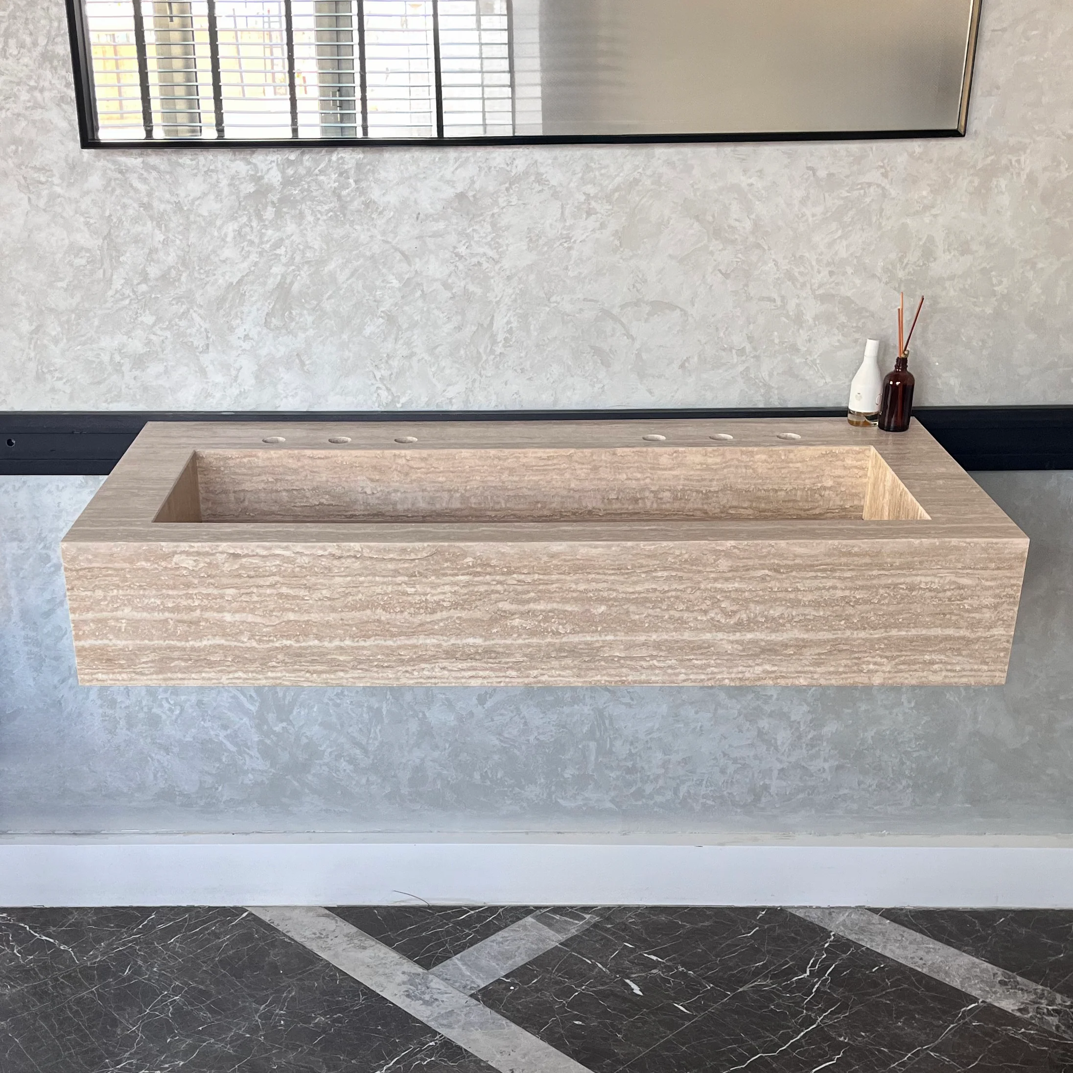 HANDCRAFTED CUSTOM TRAVERTINE SINK (TR-081) - Image 3