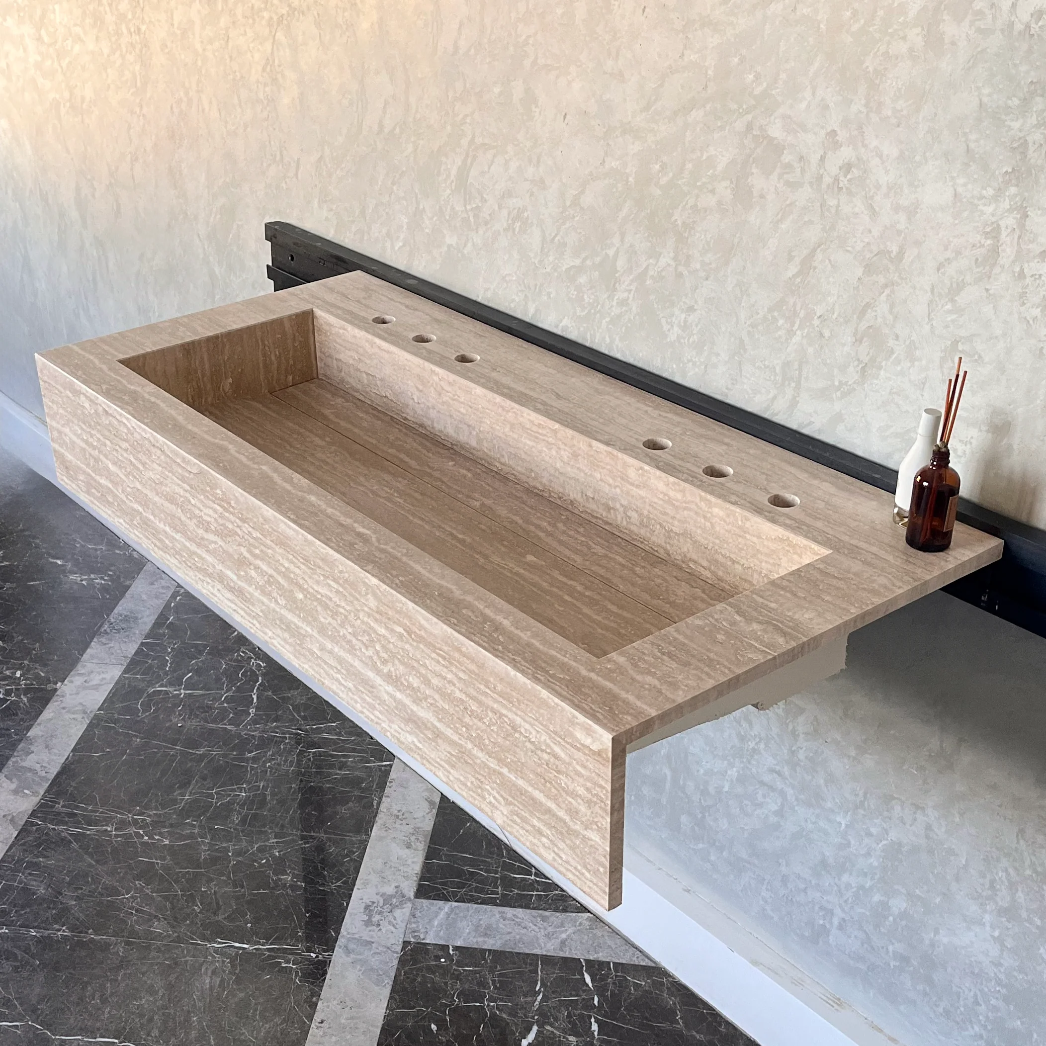 HANDCRAFTED CUSTOM TRAVERTINE SINK (TR-081) - Image 4